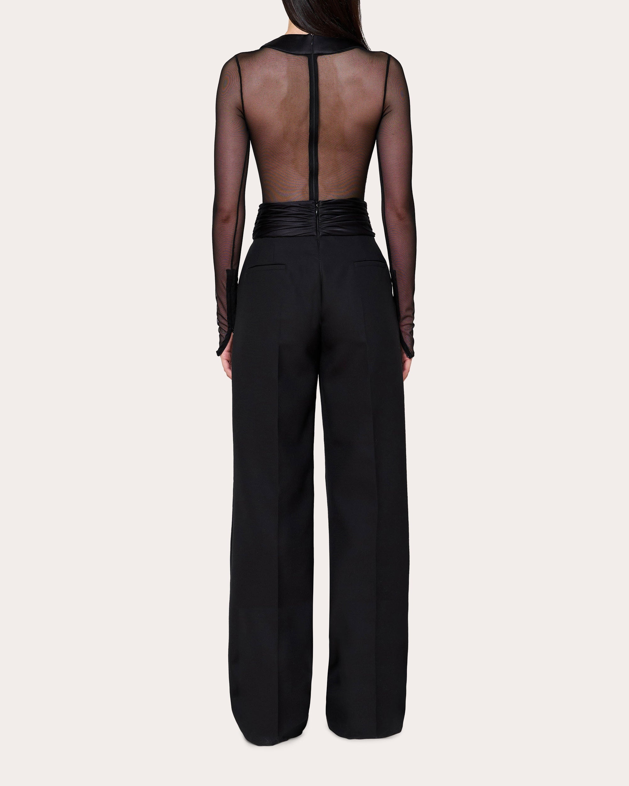 Pleated Satin-Trim Wool Tuxedo Pants - 2