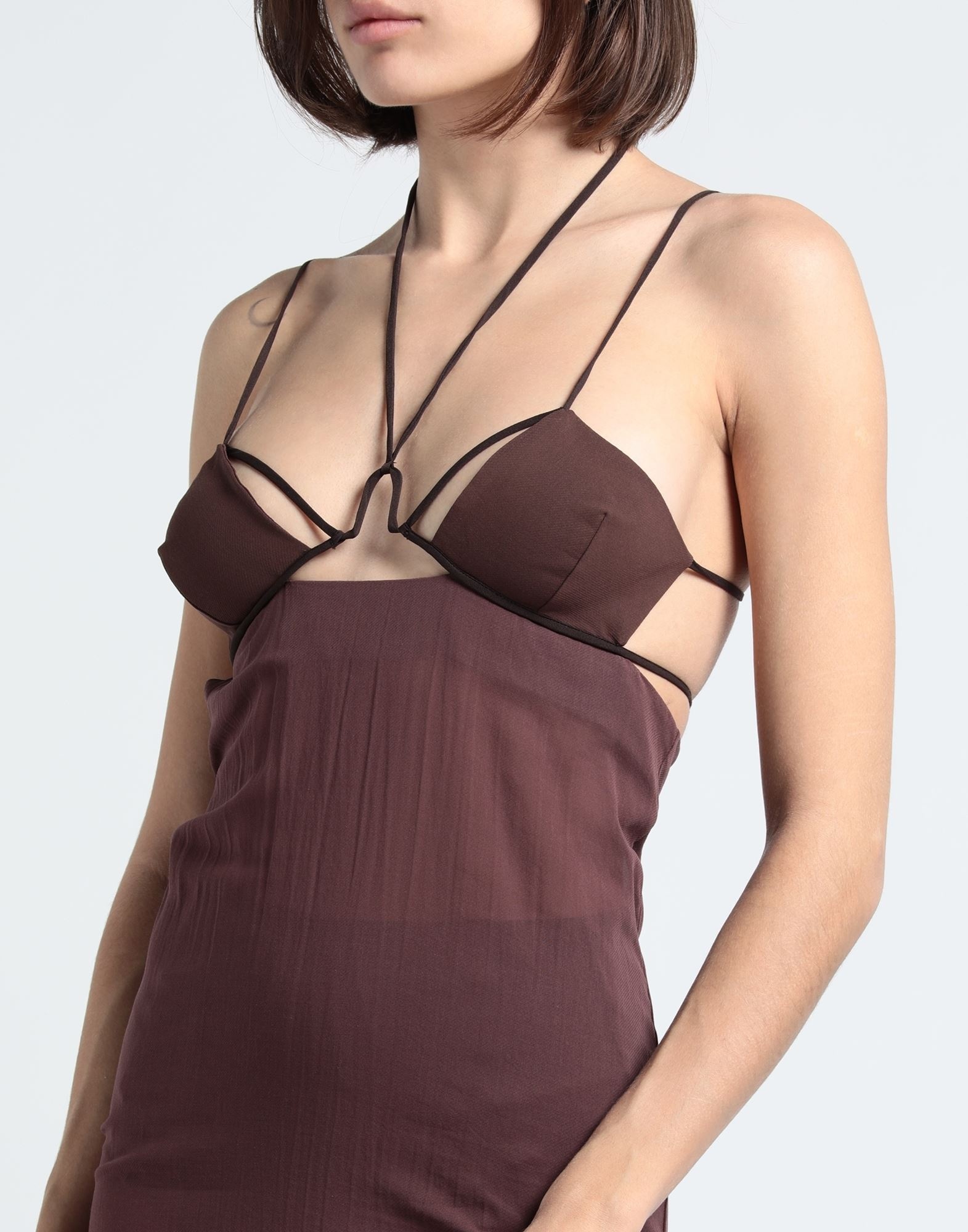 NENSI DOJAKA Dark brown Women's Short Dress | yoox | REVERSIBLE