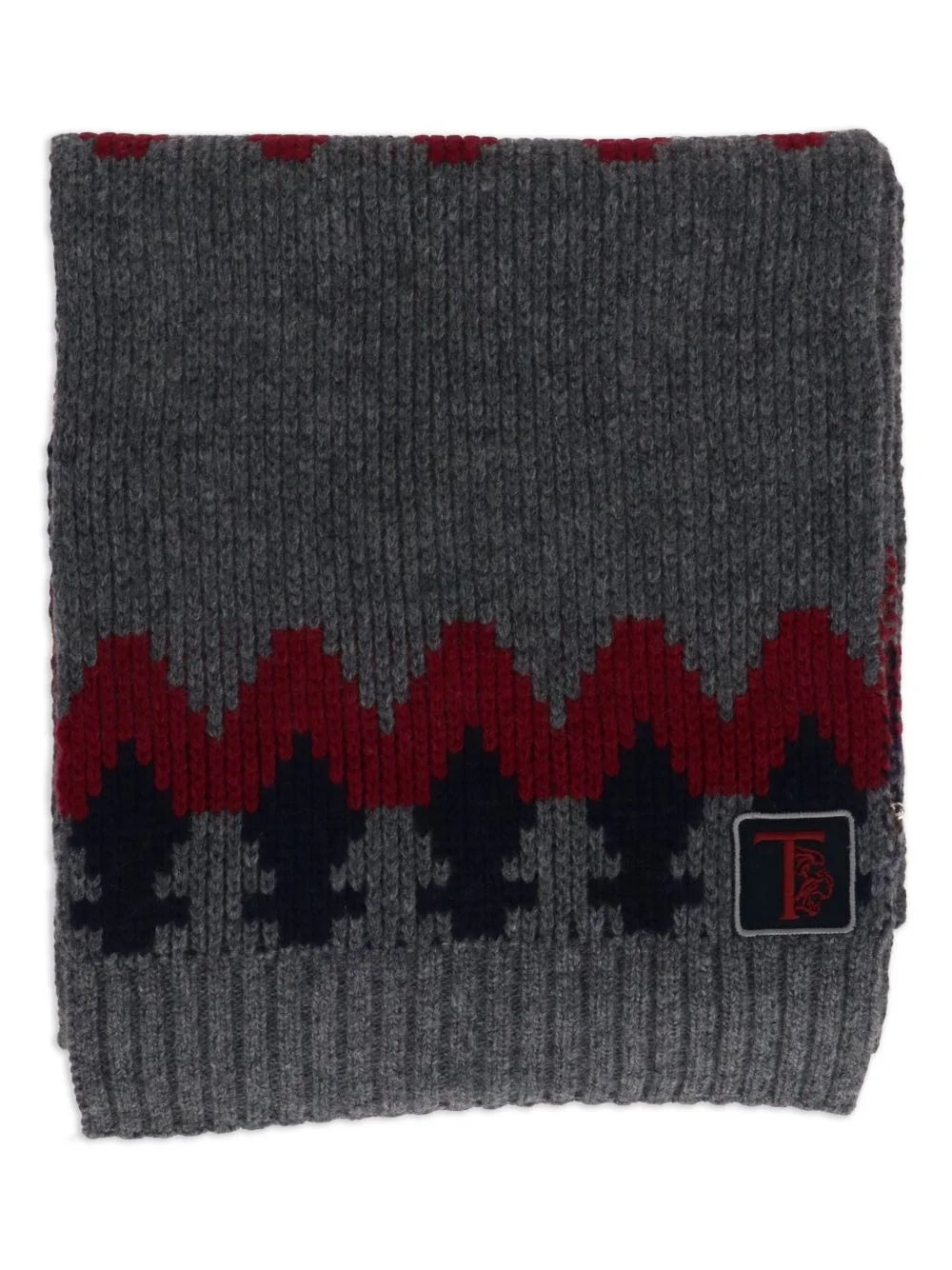 patterned ribbed-knit scarf - 1