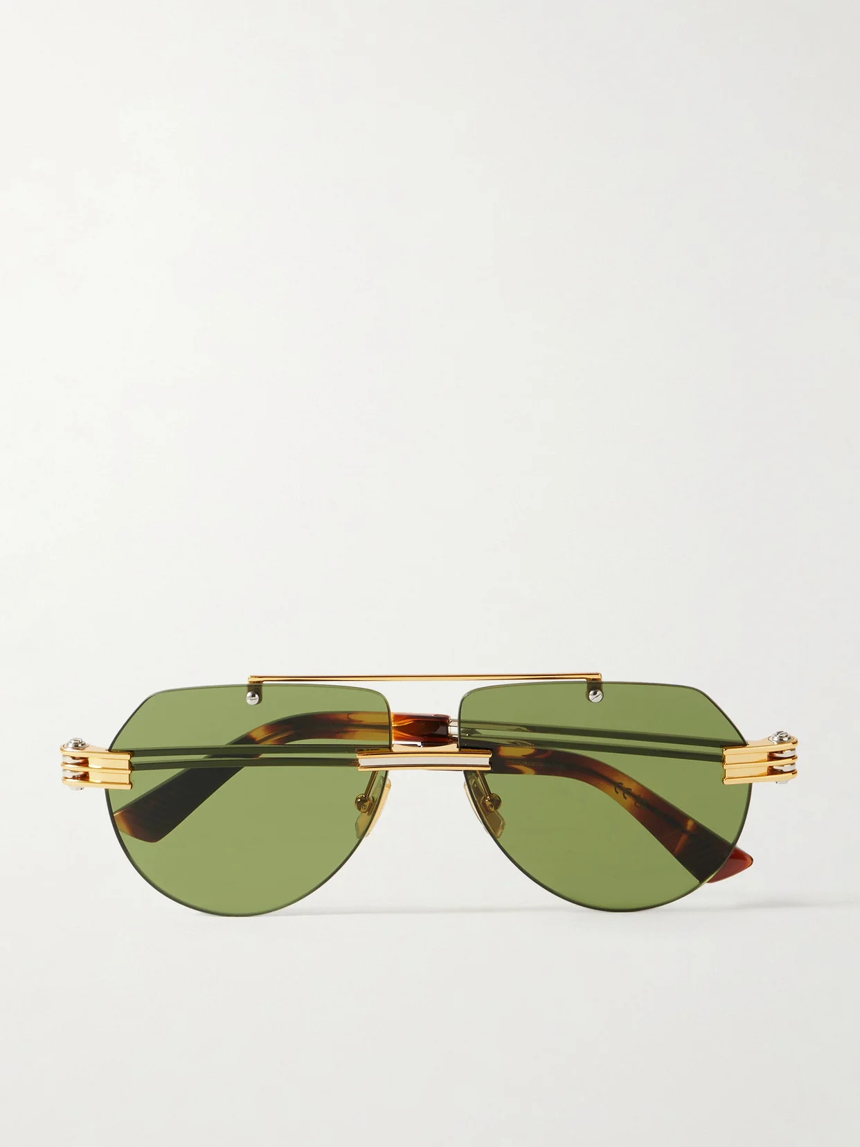 Aviator-style Gold And Silver-tone Sunglasses - 1
