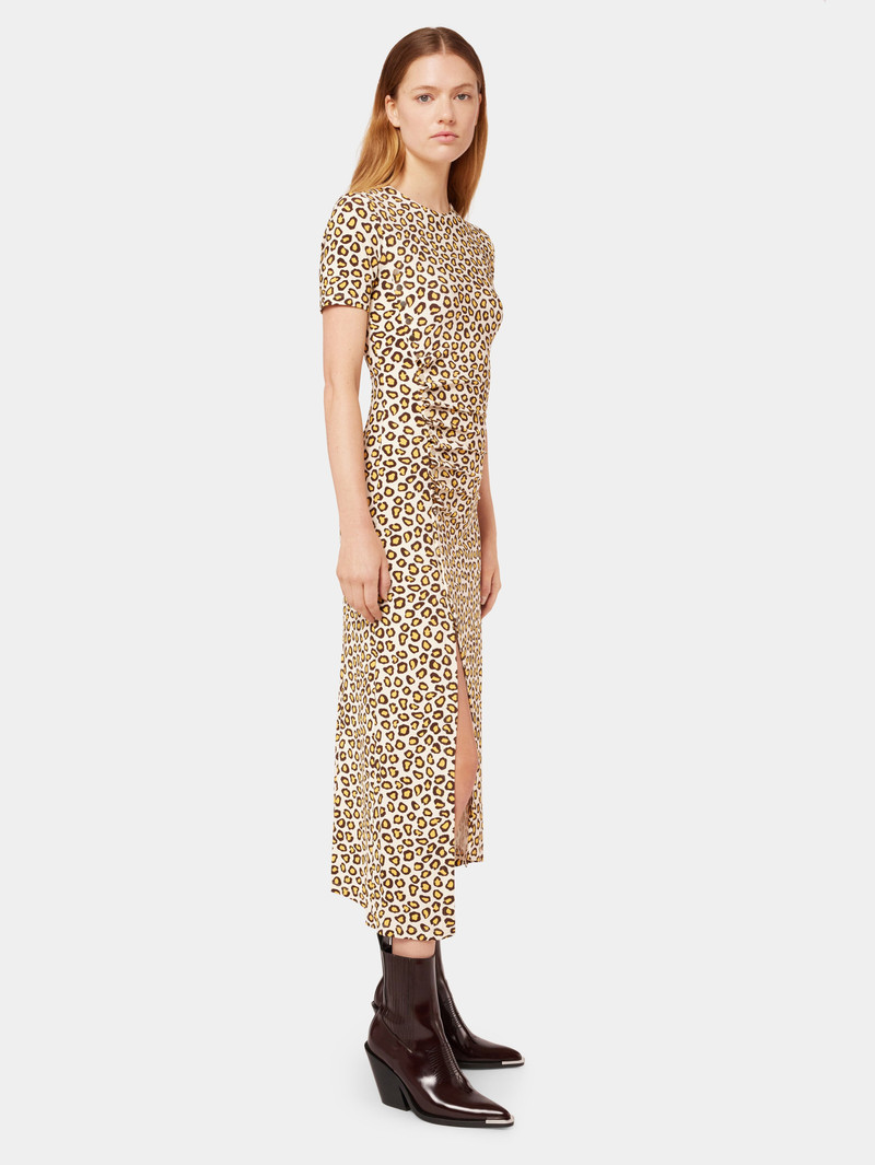 DRAPED DRESS WITH LEOPARD PRINT IN JERSEY 2