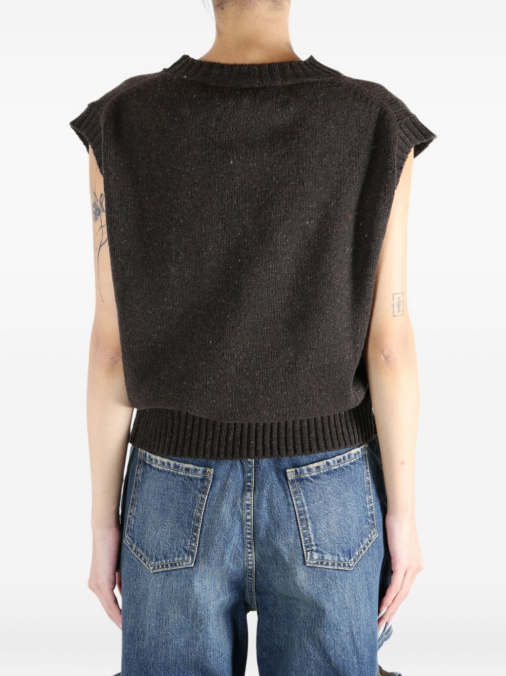 speckled sleeveless sweater - 4