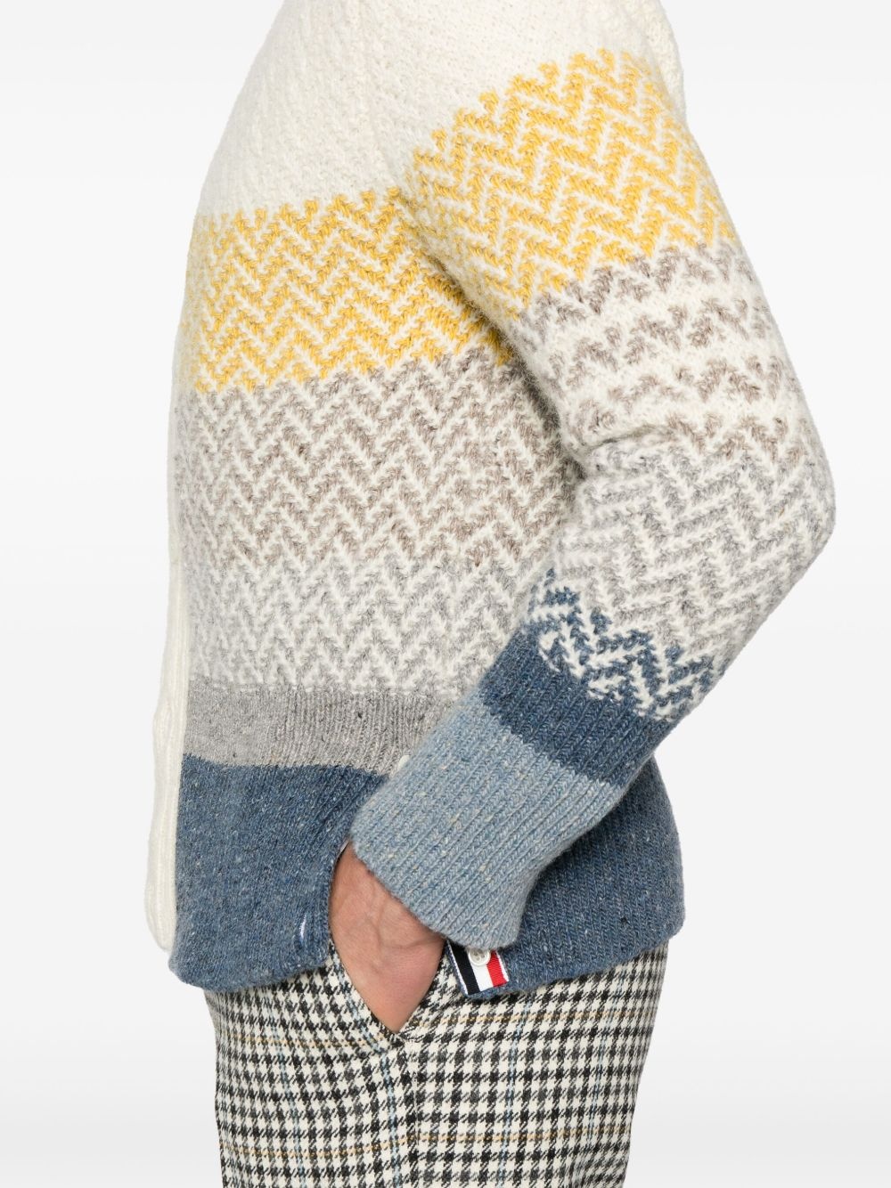 stripe-jacquard V-neck cardigan - 5