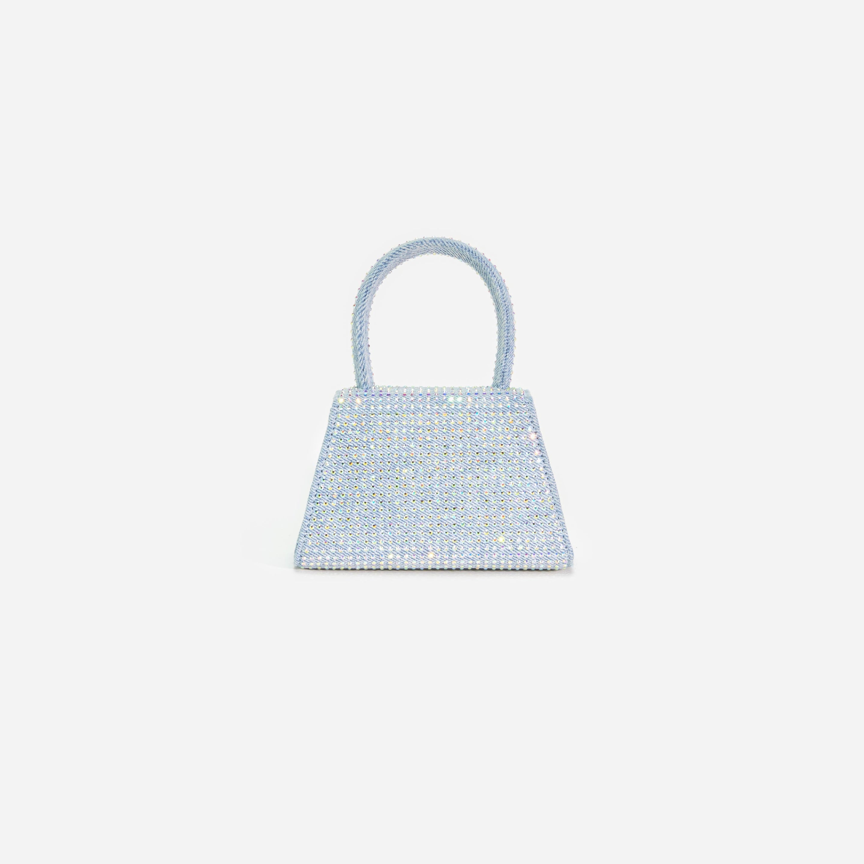Blue Rhinestone Denim Micro Bow Bag - 3