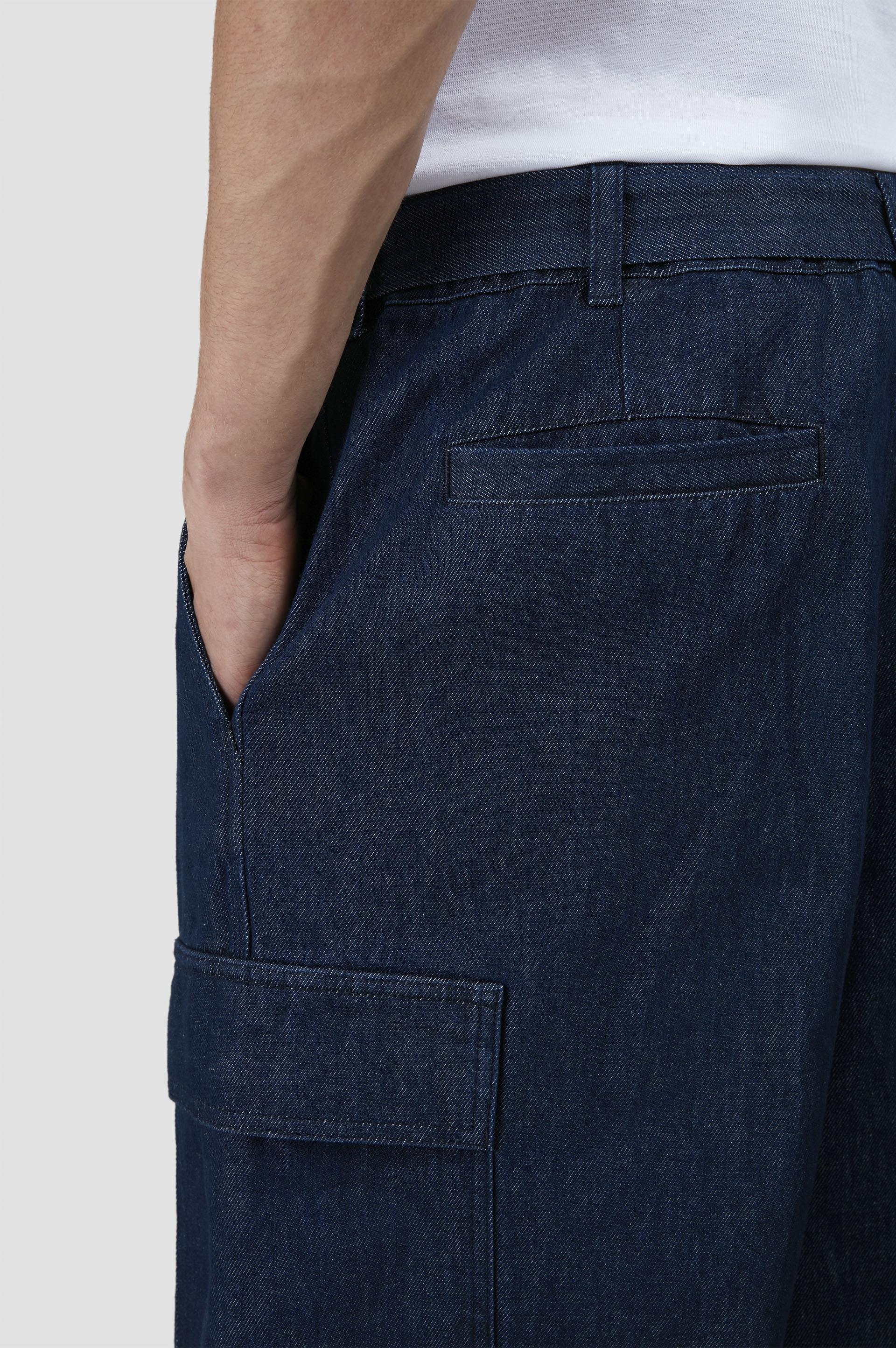 RAW DENIM CARGO BERMUDA SHORTS - 4