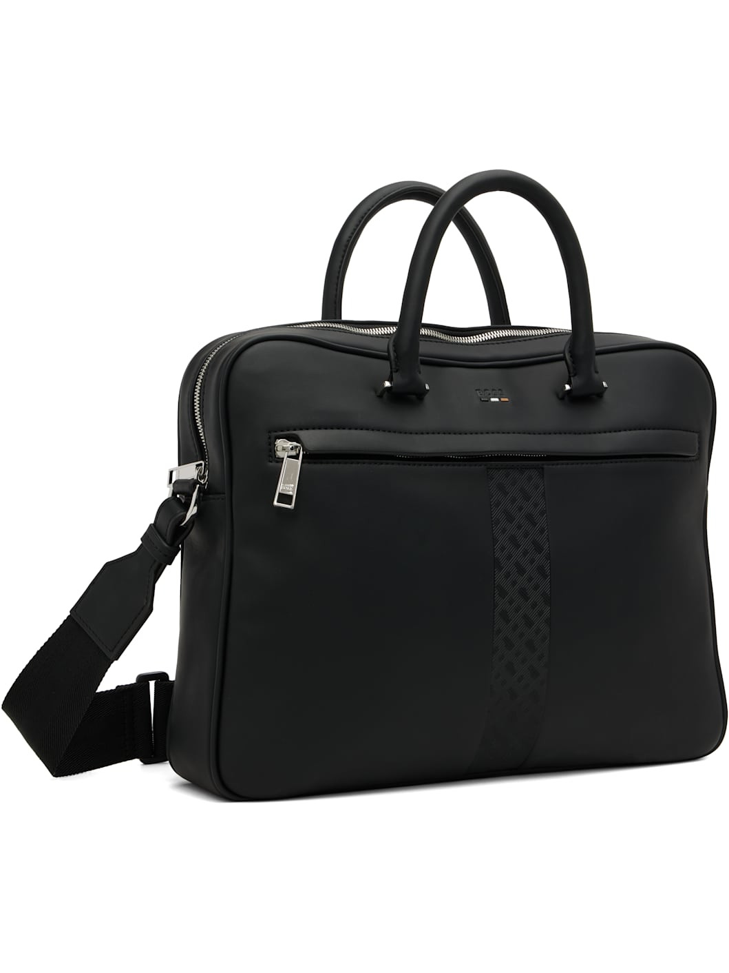 Black Structured Signature Trims Briefcase - 2