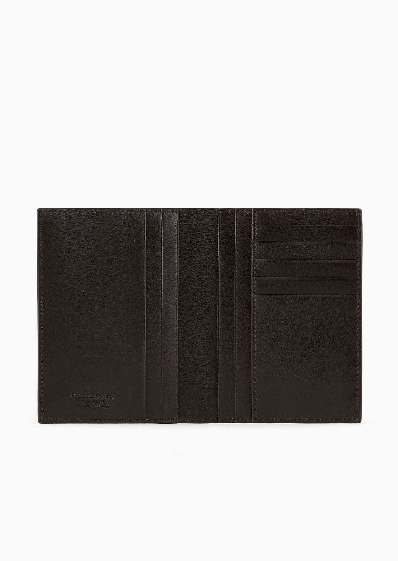 Leather bifold passport holder with embroidered logo - 3