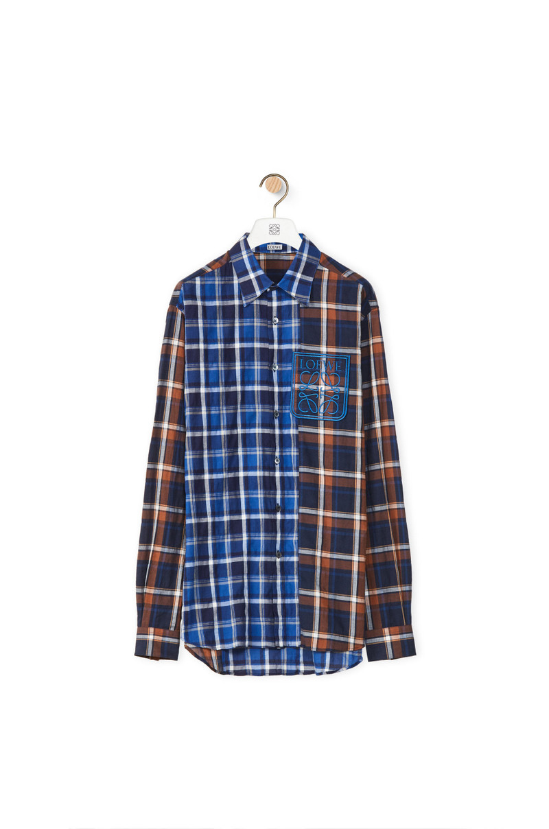 Patchwork check shirt in cotton 1