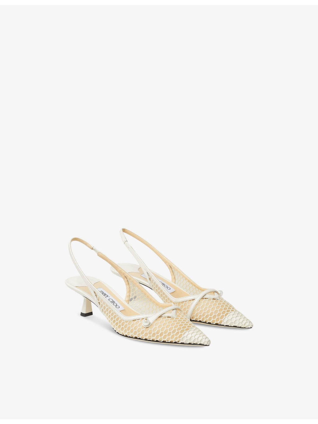 Amita 45 pointed-toe mesh slingback heeled pumps - 3