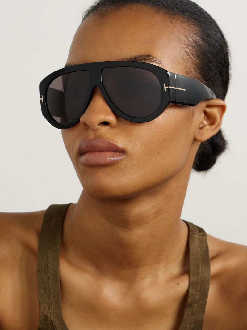 TOM FORD Bronson aviator-style acetate sunglasses Black outlook