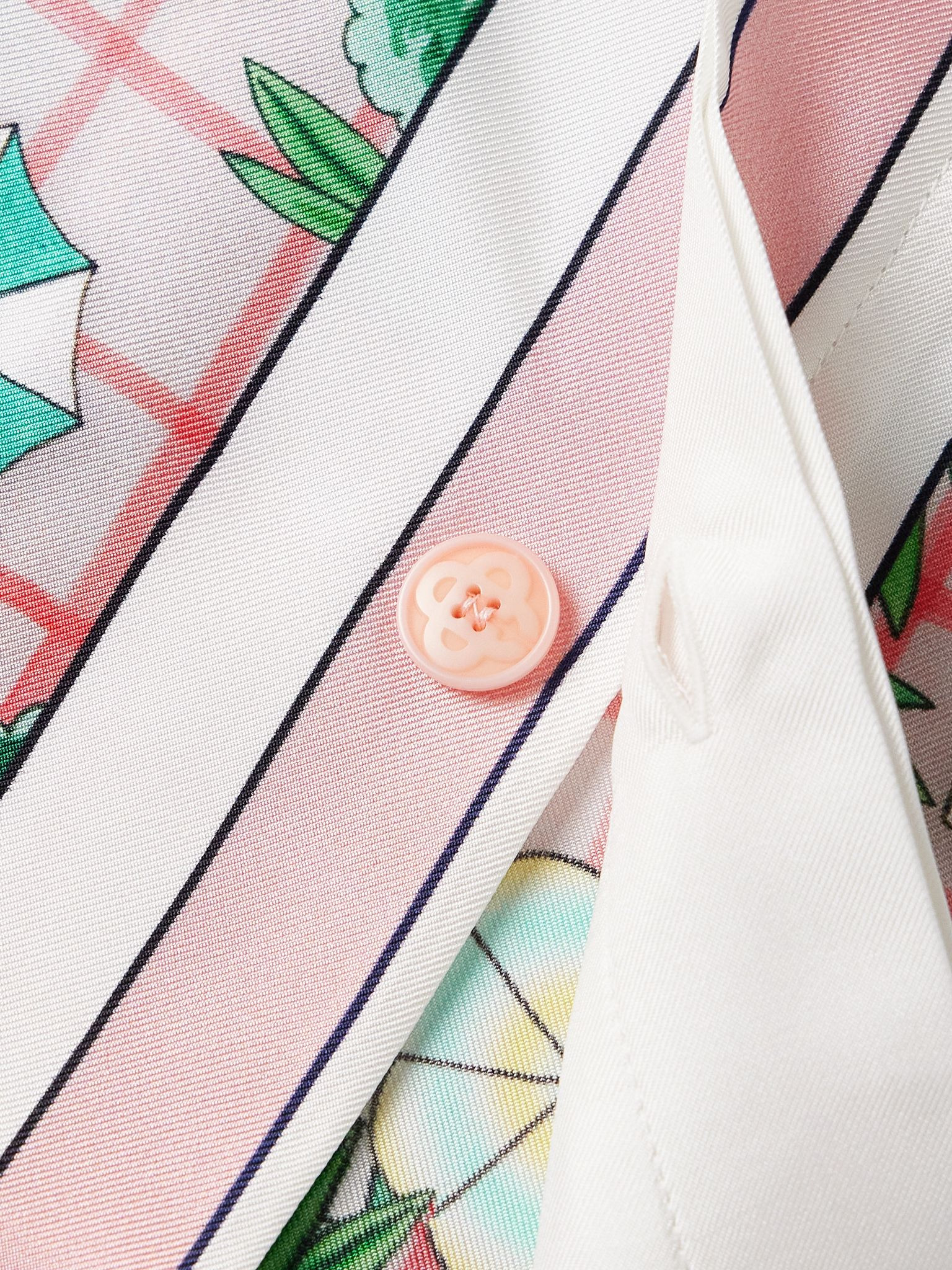 Copacabana Convertible-Collar Printed Silk-Twill Shirt Pink - 4