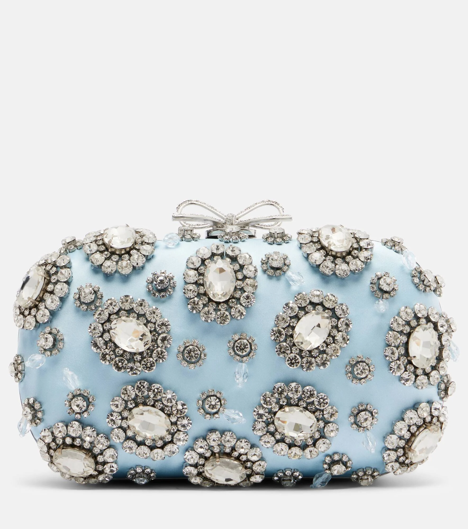 Crystal-embellished satin clutch - 1