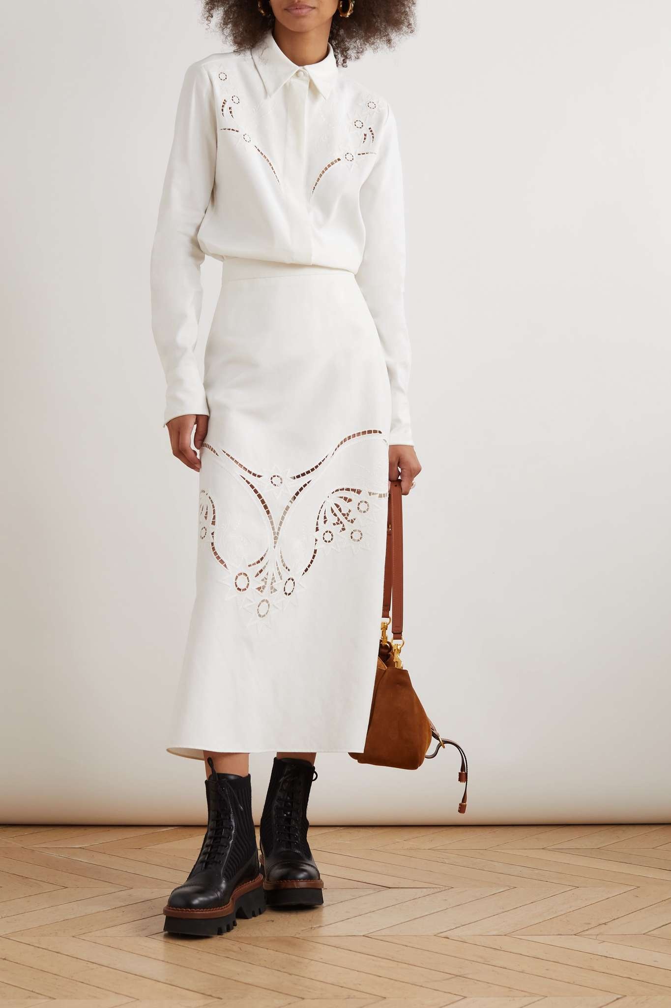 Embroidered grain de poudre shirt - 2