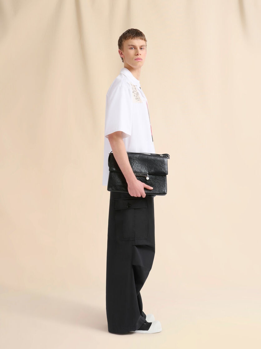 WHITE POPLIN BOWLING SHIRT WITH DANTE PATCH - 5