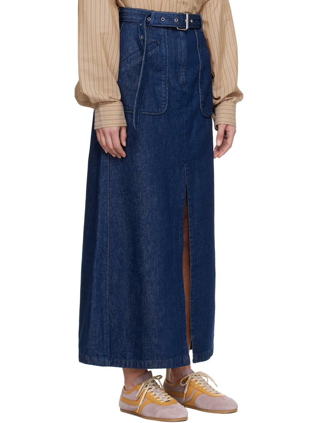 Navy Belted Maxi Skirt - 2