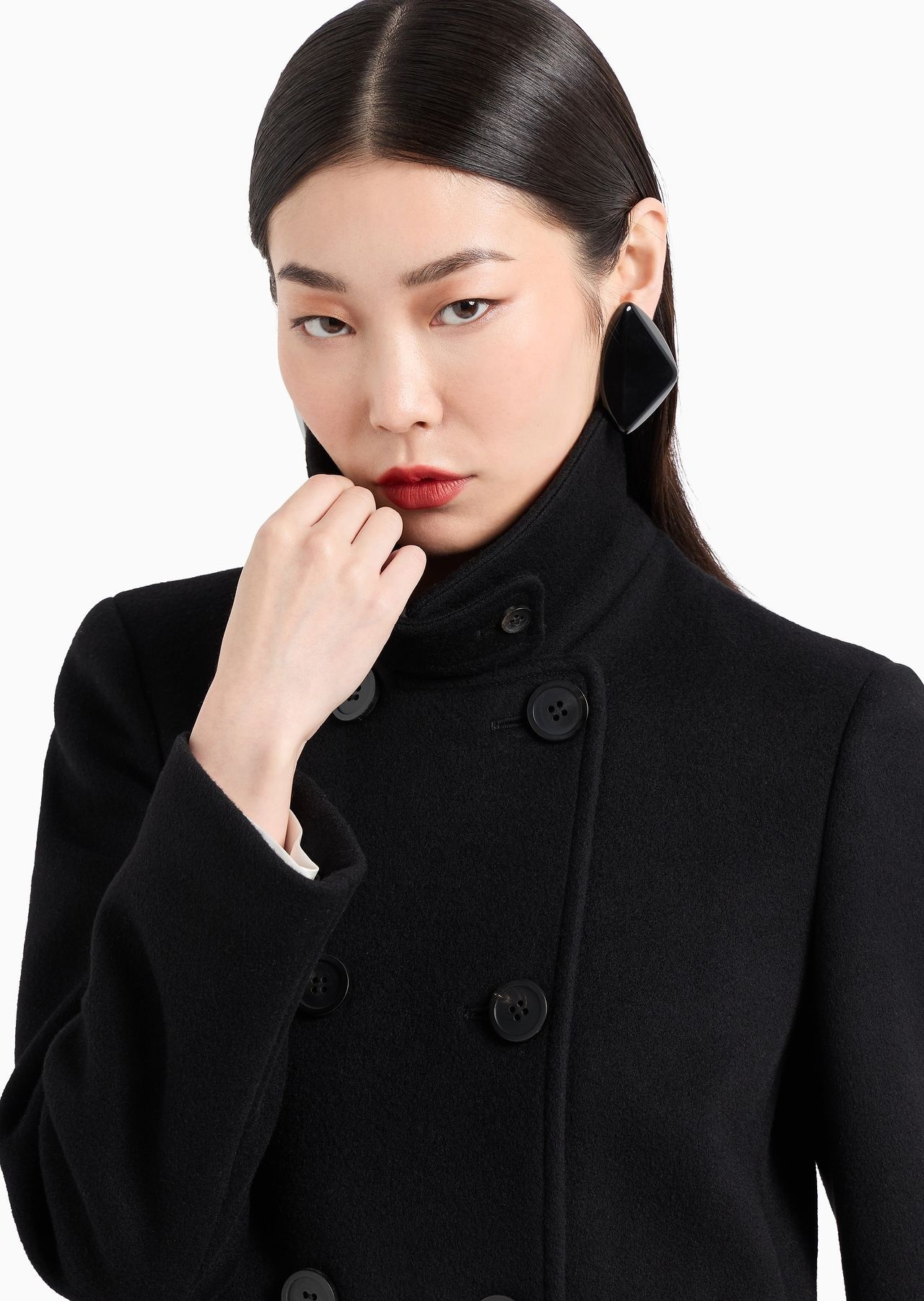 Double-breasted pea coat in Casentino wool - 5