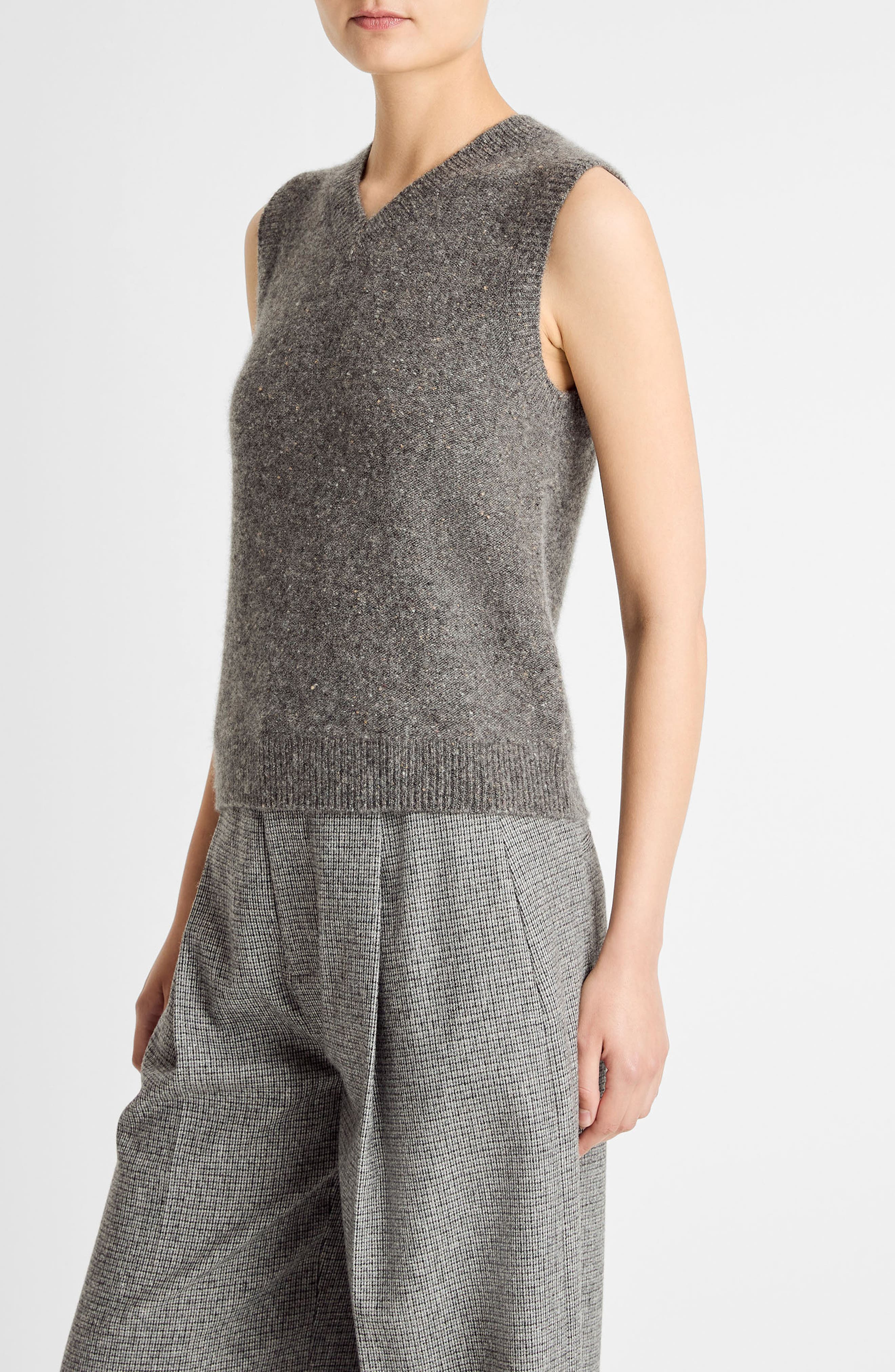 Vince Donegal Boiled Cashmere Sweater Vest in Medium Heather Grey Donegal at Nordstrom - 3