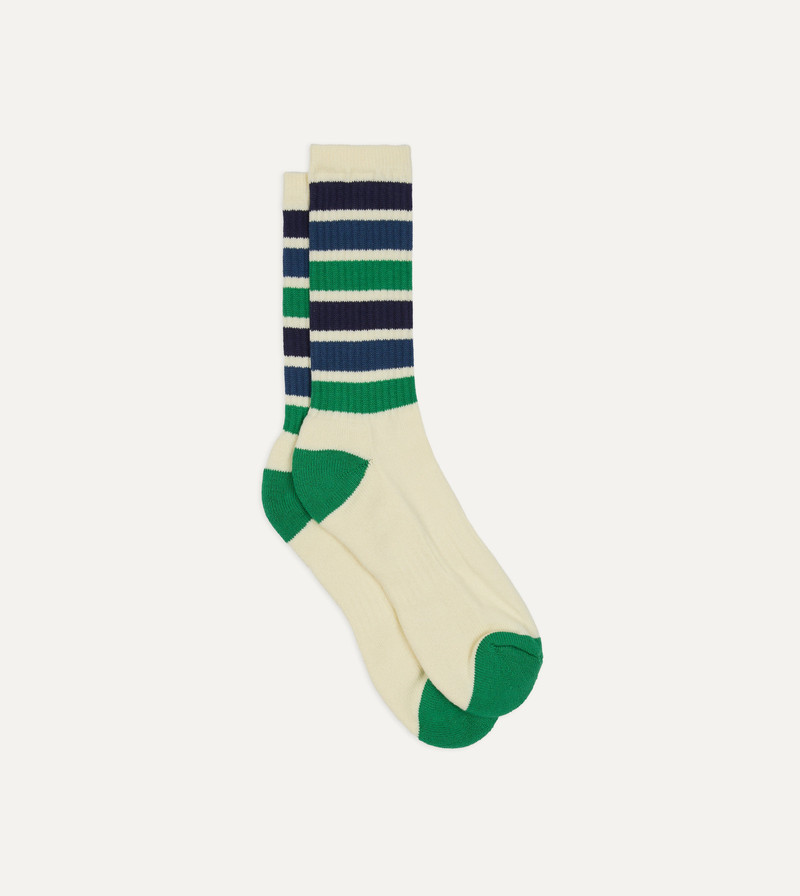 Blue, Green and Navy Striped Sport Socks 1