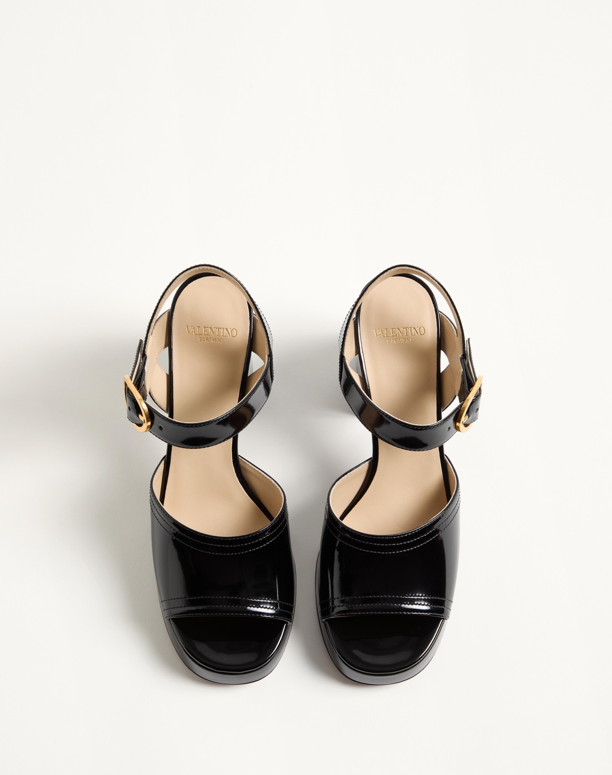 FAWCETTE PLATFORM SANDAL IN POLISHED CALFSKIN 100MM - 4