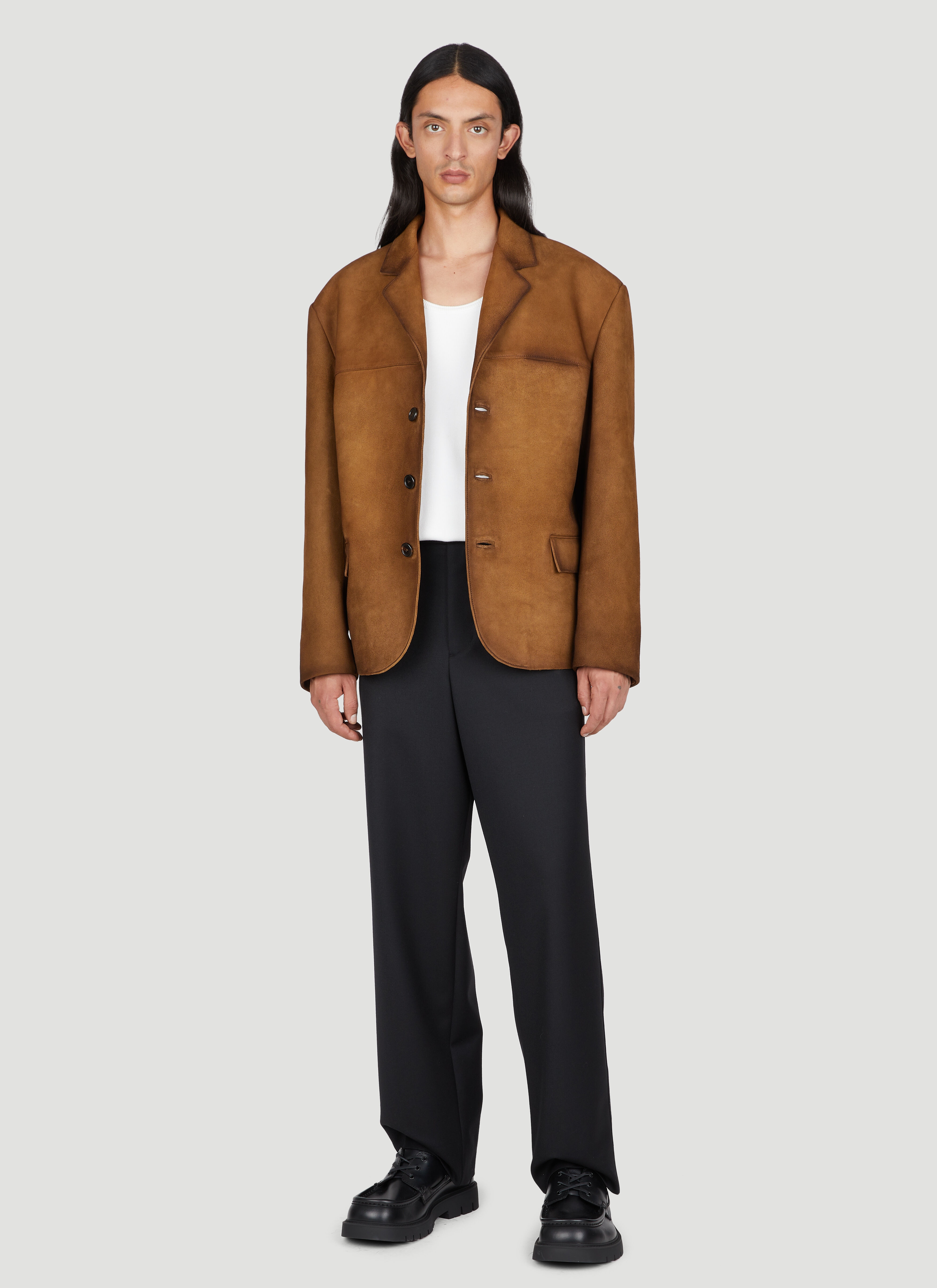 PRADA プラダ スエード ジャケット アウター 58A174 Prada スエード シングルジャケット | ピンク | FARFETCH JP