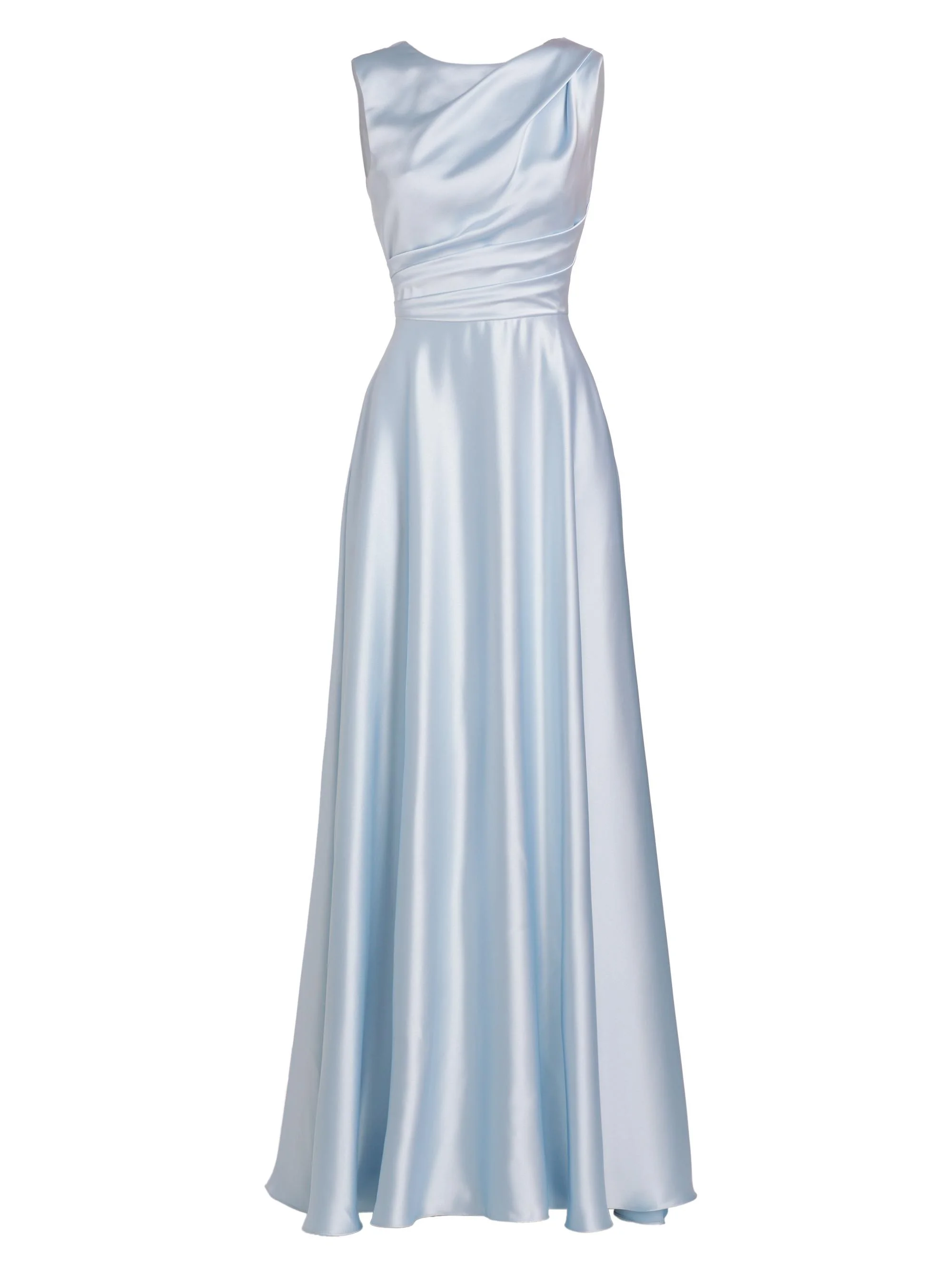 Women's Draped Boatneck Satin Gown - Ice - 1