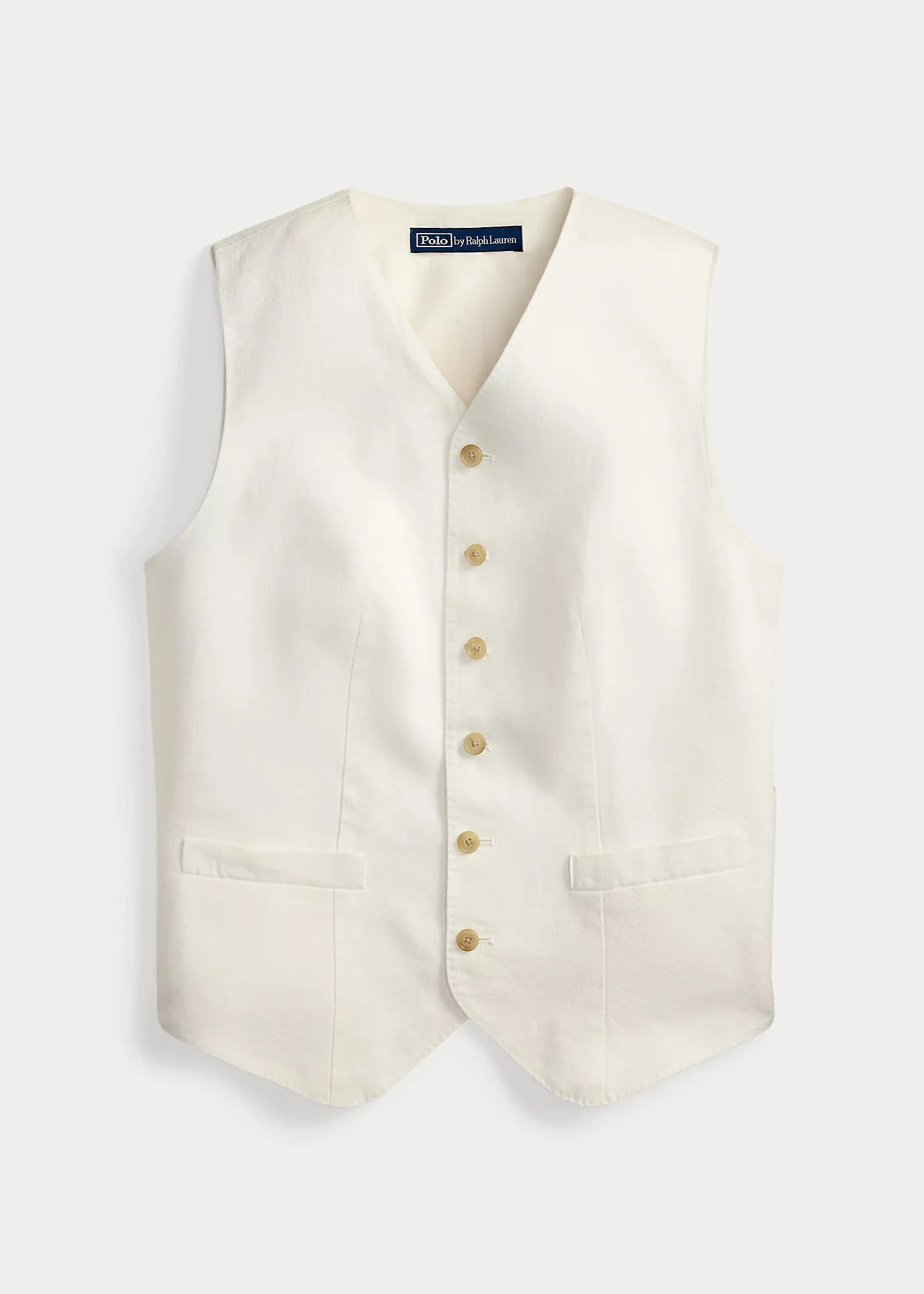 Buttoned Linen Vest - 1