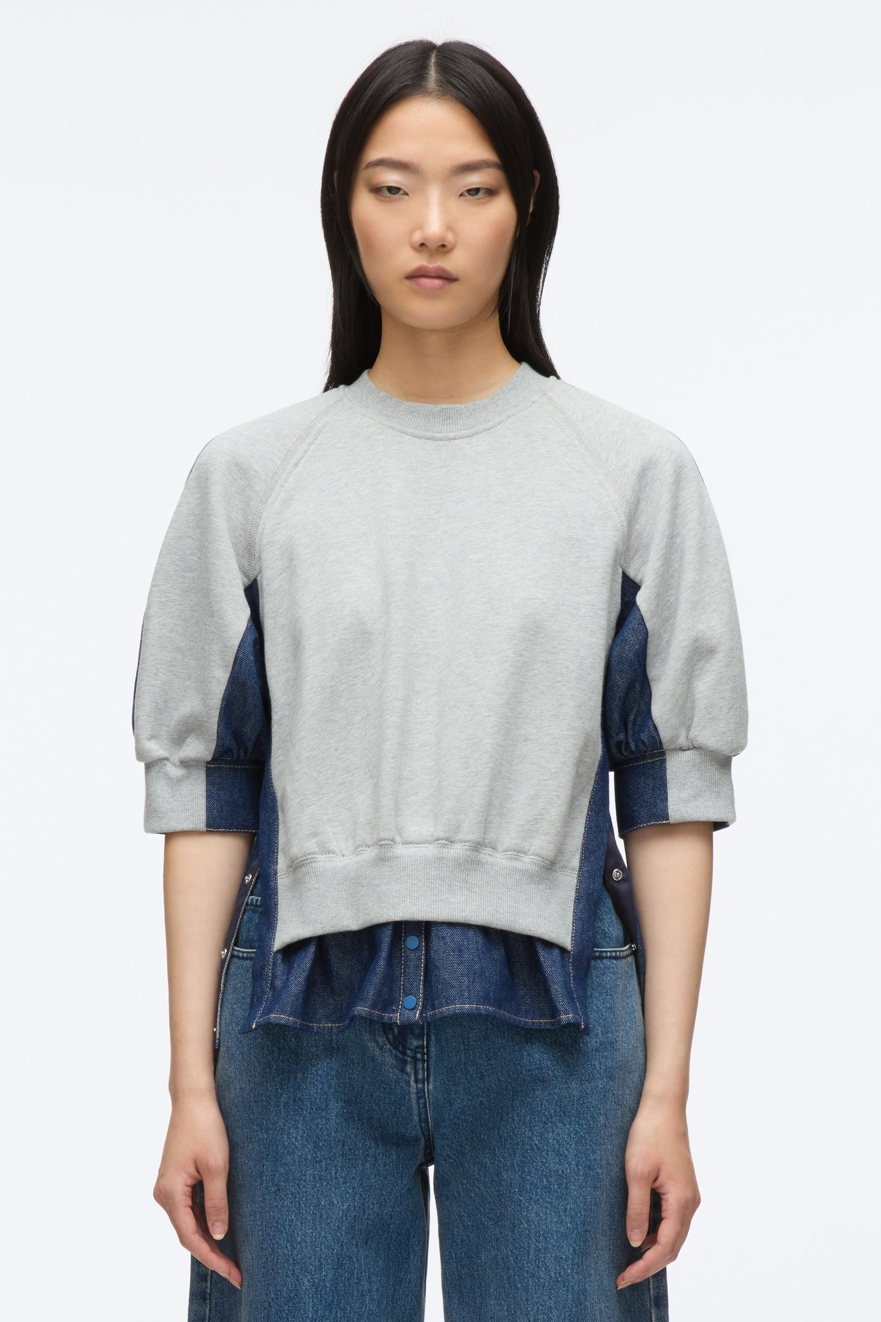 French Terry Top with Denim Combo - 3
