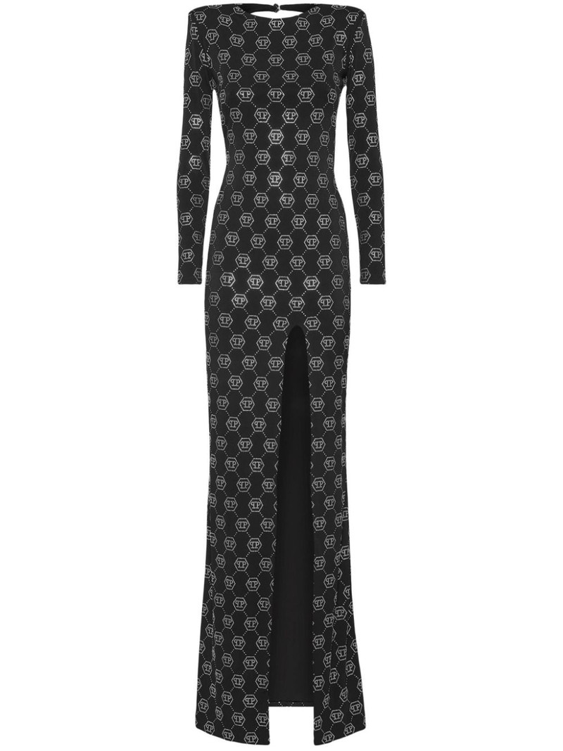 monogram-embellished long dress 1