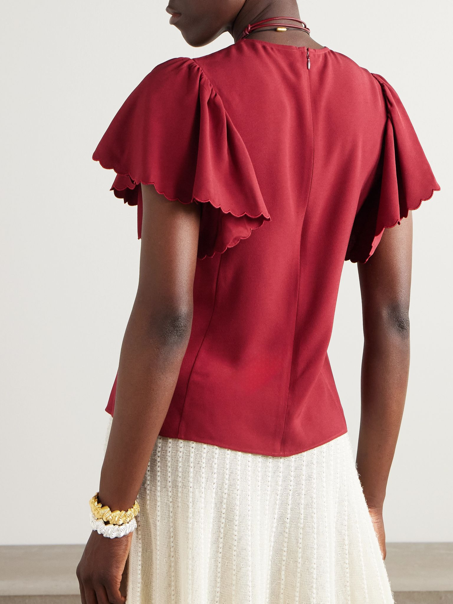 Nejma ruffled crepe blouse Red - 4