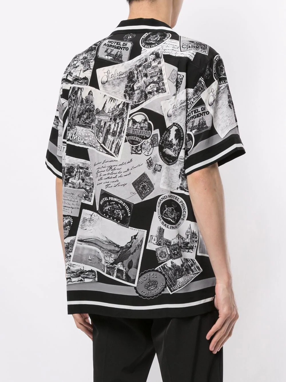 postcard print short-sleeve shirt - 4