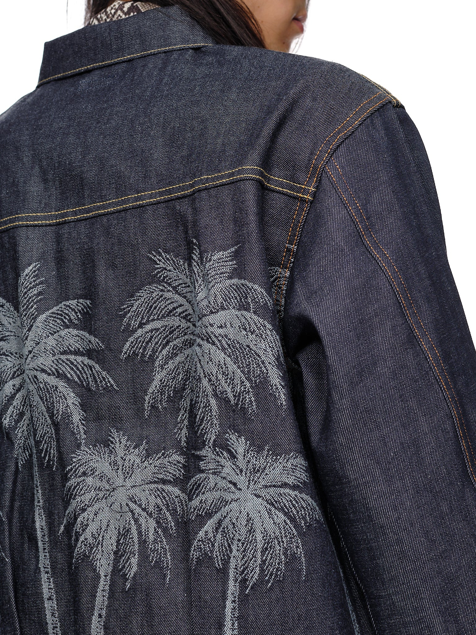 Palm Tree Jacquard Denim Jacket - 5