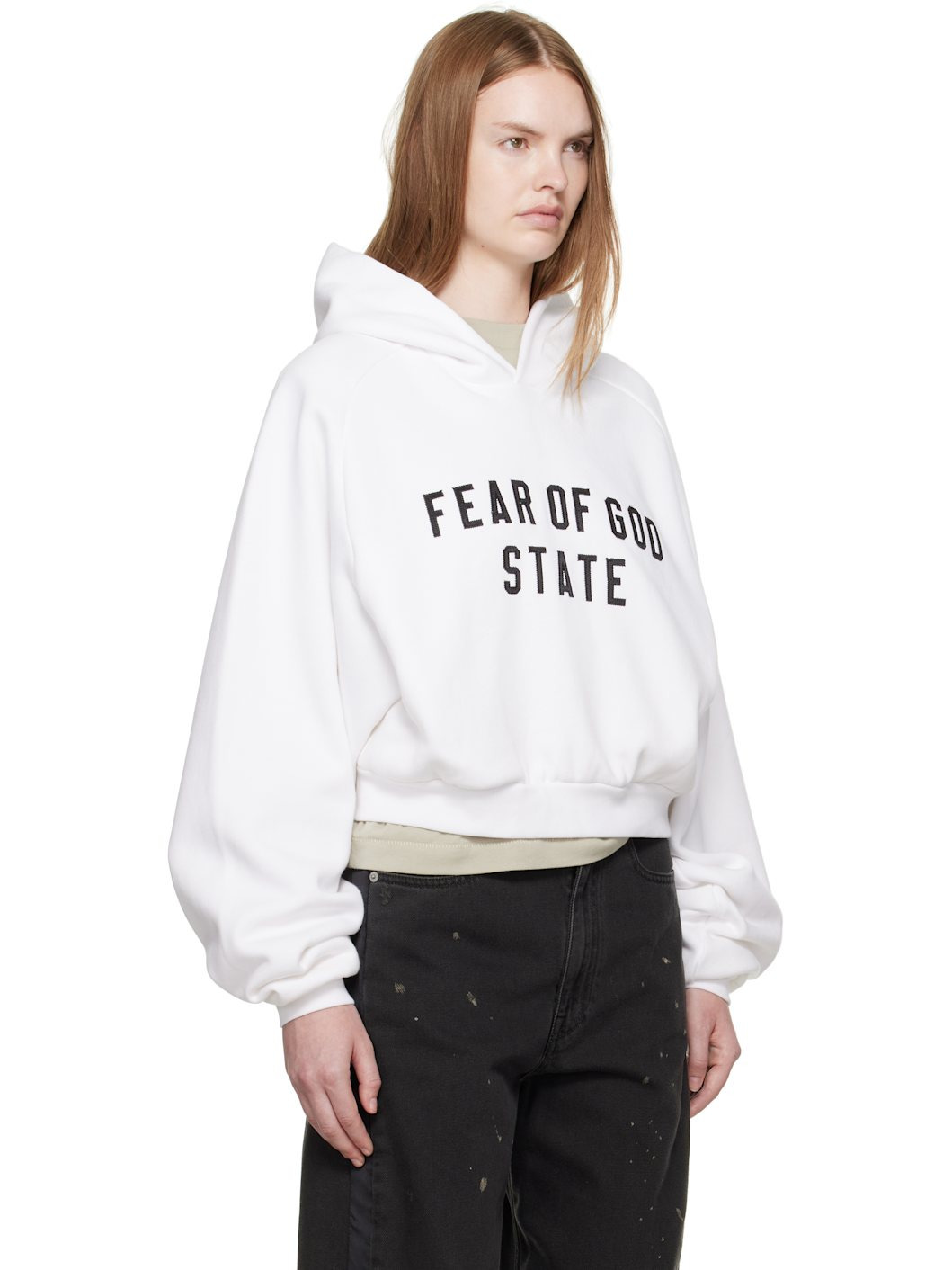 White Fleece Raglan Hoodie - 2