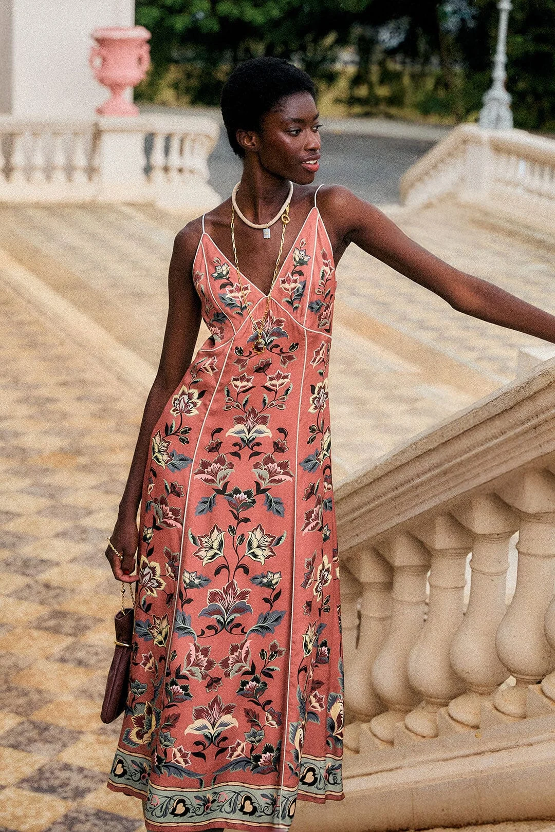 Floral Beauty Tapestry Sleeveless Slip Maxi Dress - 1