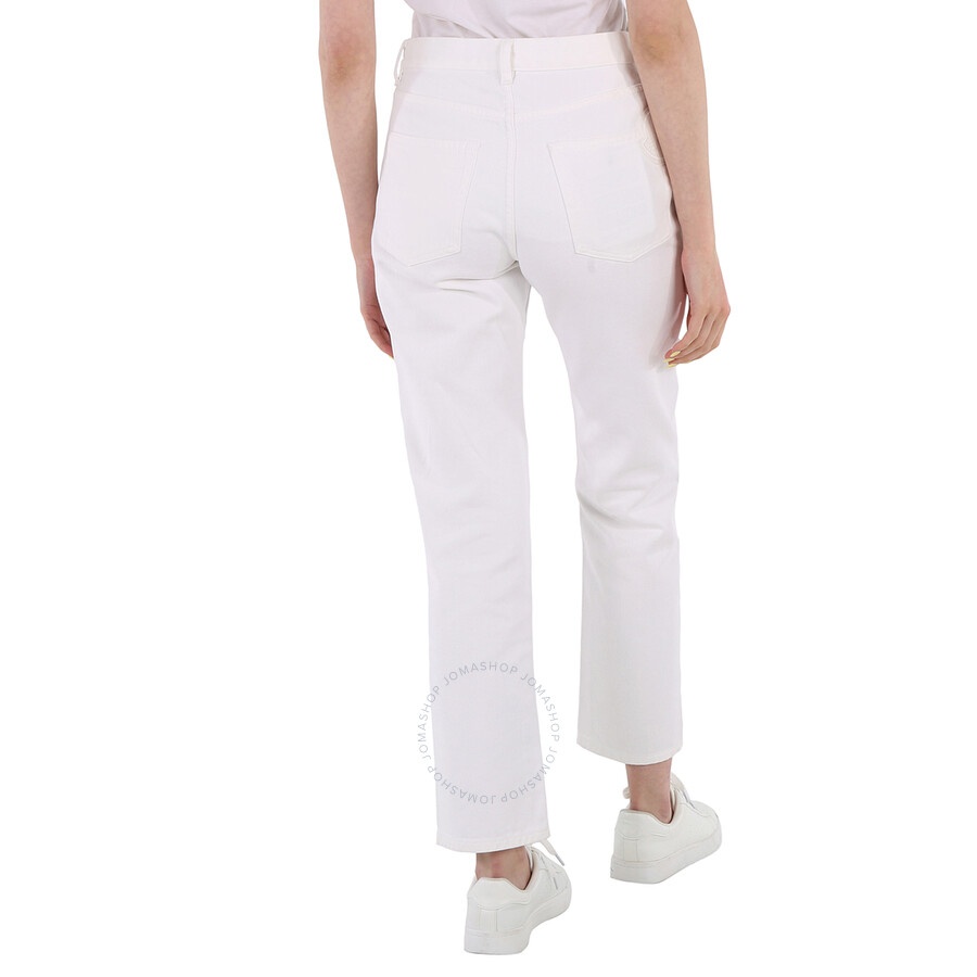 Moncler Ladies White Straight-Leg Trousers - 6