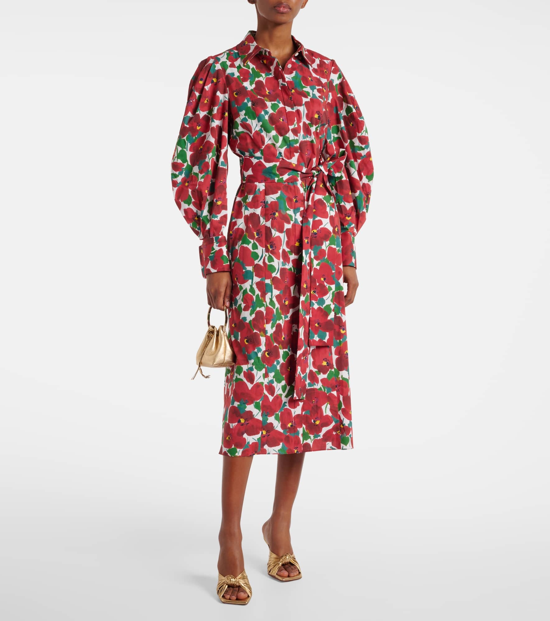 Floral cotton-blend shirt dress - 2