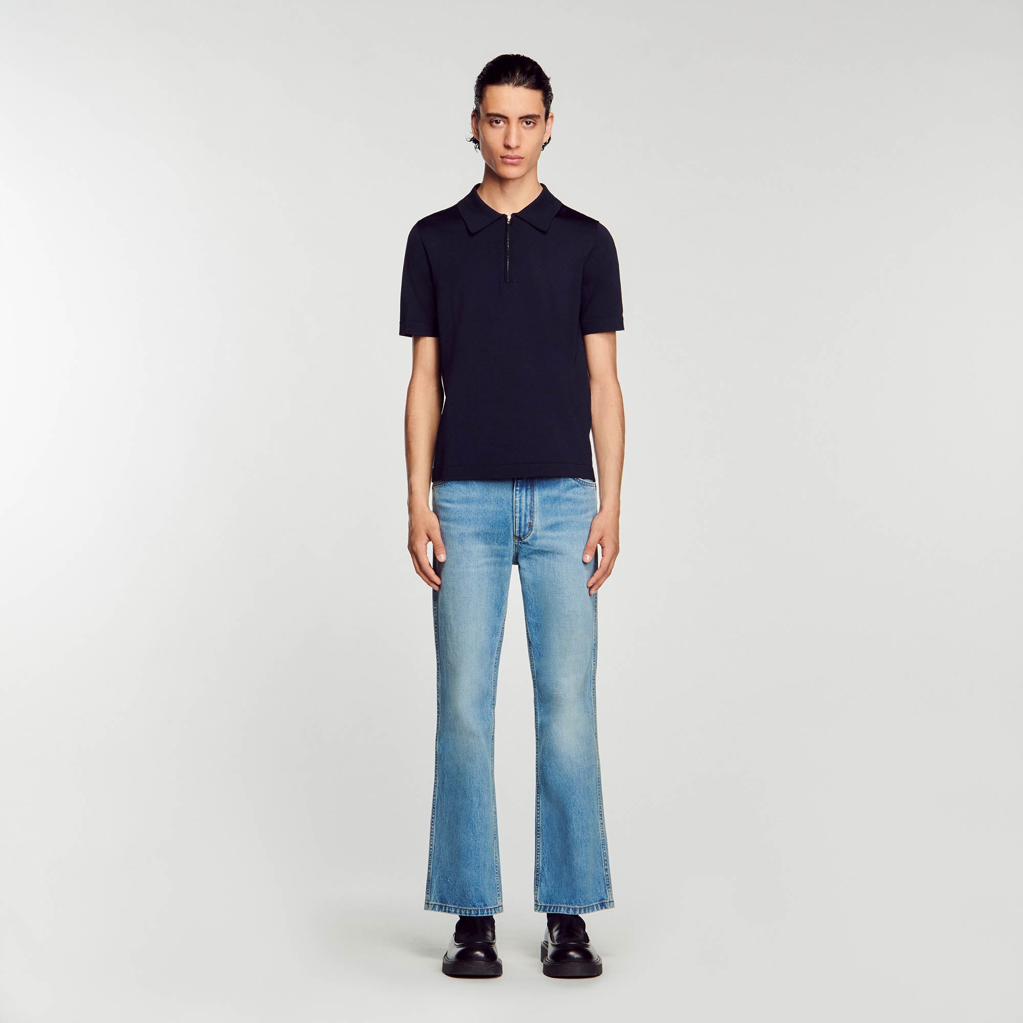 KNITTED POLO SHIRT WITH ZIP COLLAR - 3