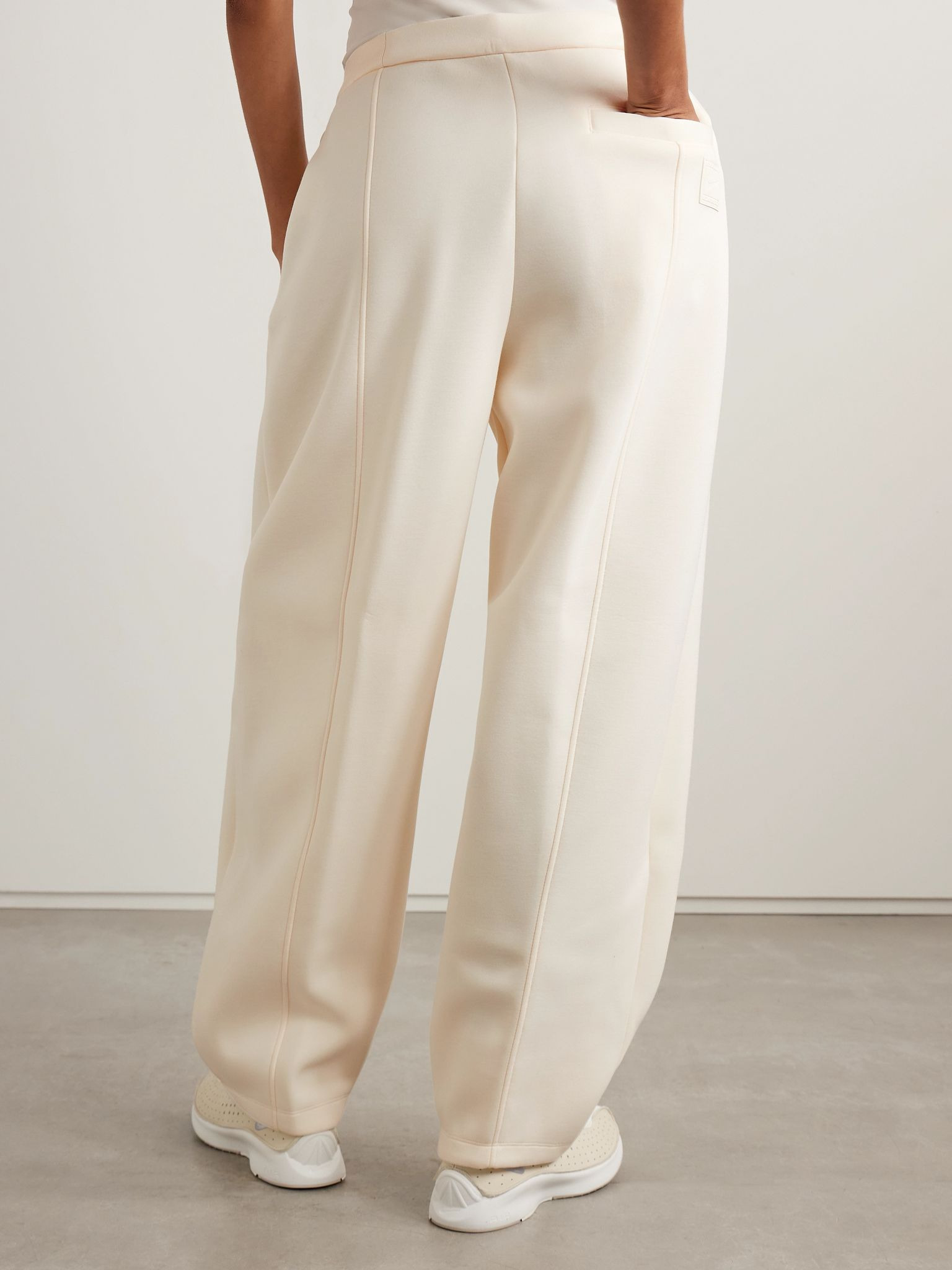 Sportswear pleated modal-blend jersey barrel-leg pants Cream - 3