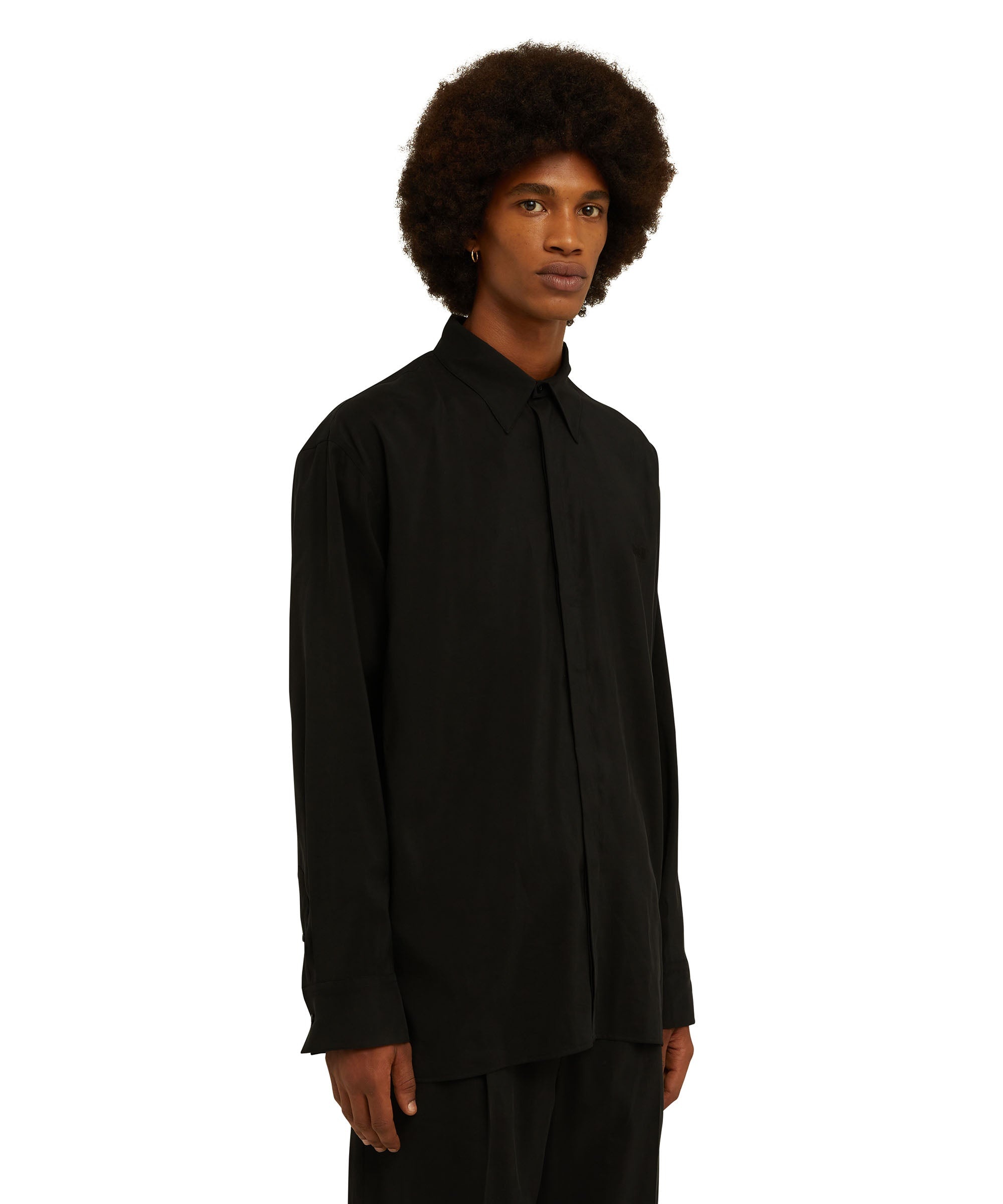 Solid color viscose fluid shirt - 5