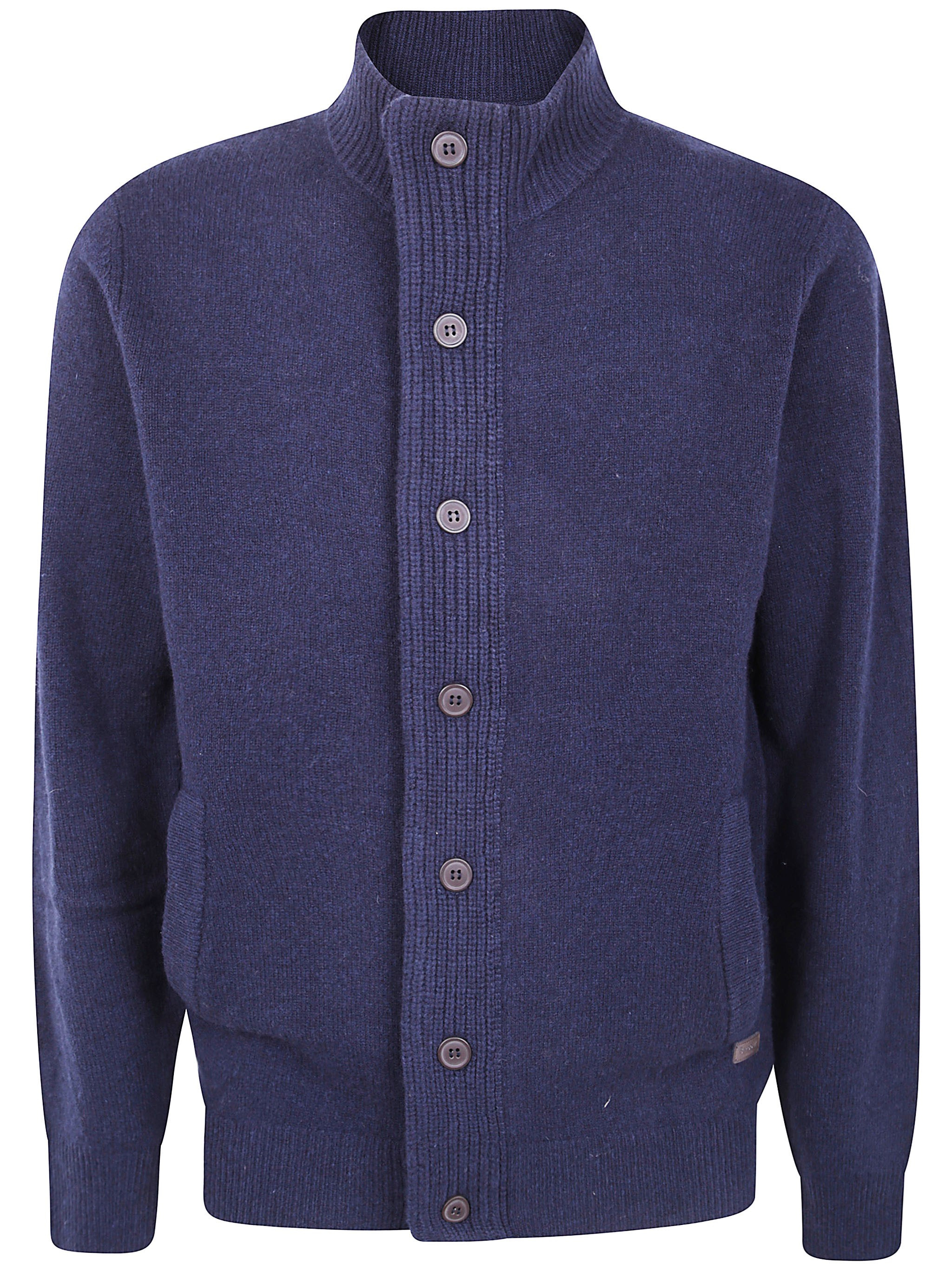 Introducing the "ESSENTIAL PATCH ZIP THROUGH" knitwear by BARBOUR, a quintessential piece in the swe - 1