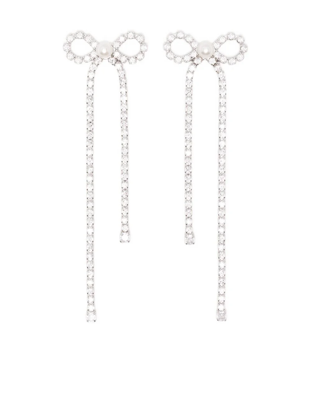 crystal-embellished bow earrings - 1
