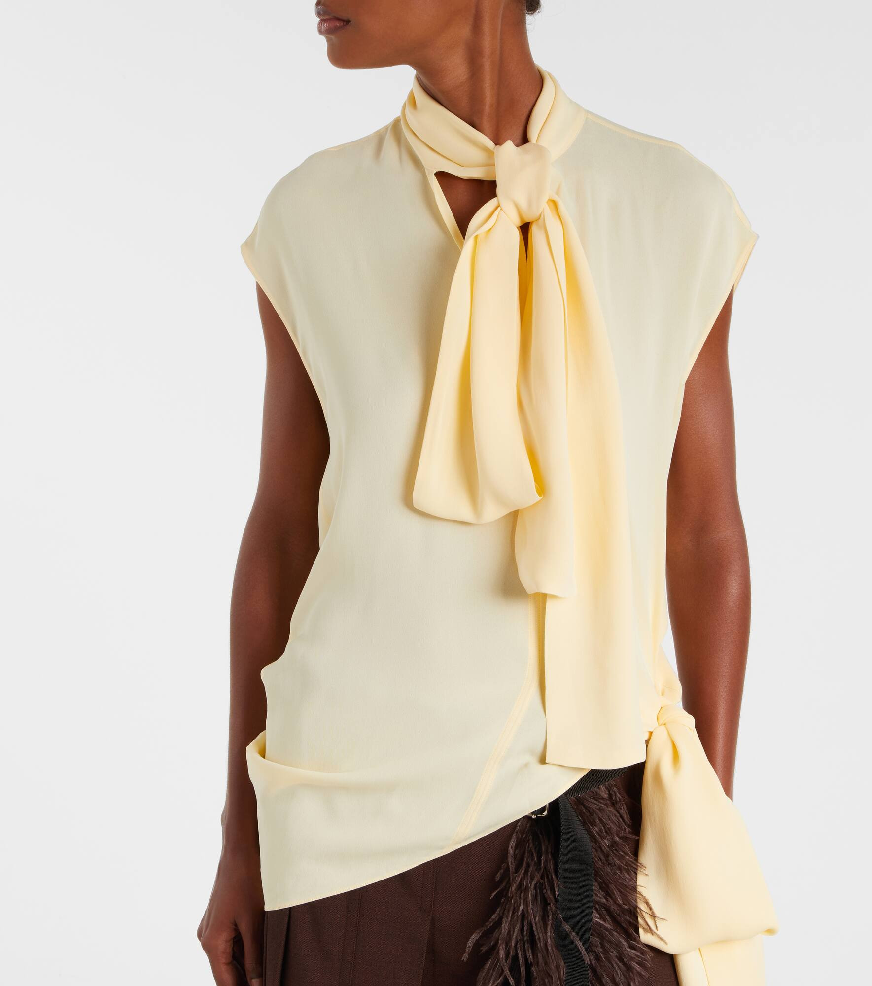 Asymmetric tie-neck blouse - 6