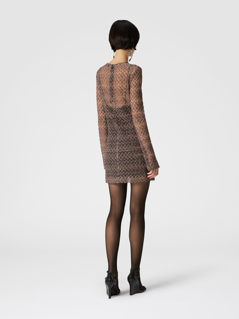 Lameté lace mini-dress with a see-through effect 3