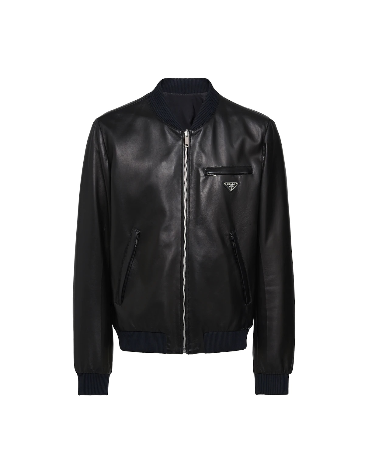 Reversible nappa leather and nylon bomber jacket - 1