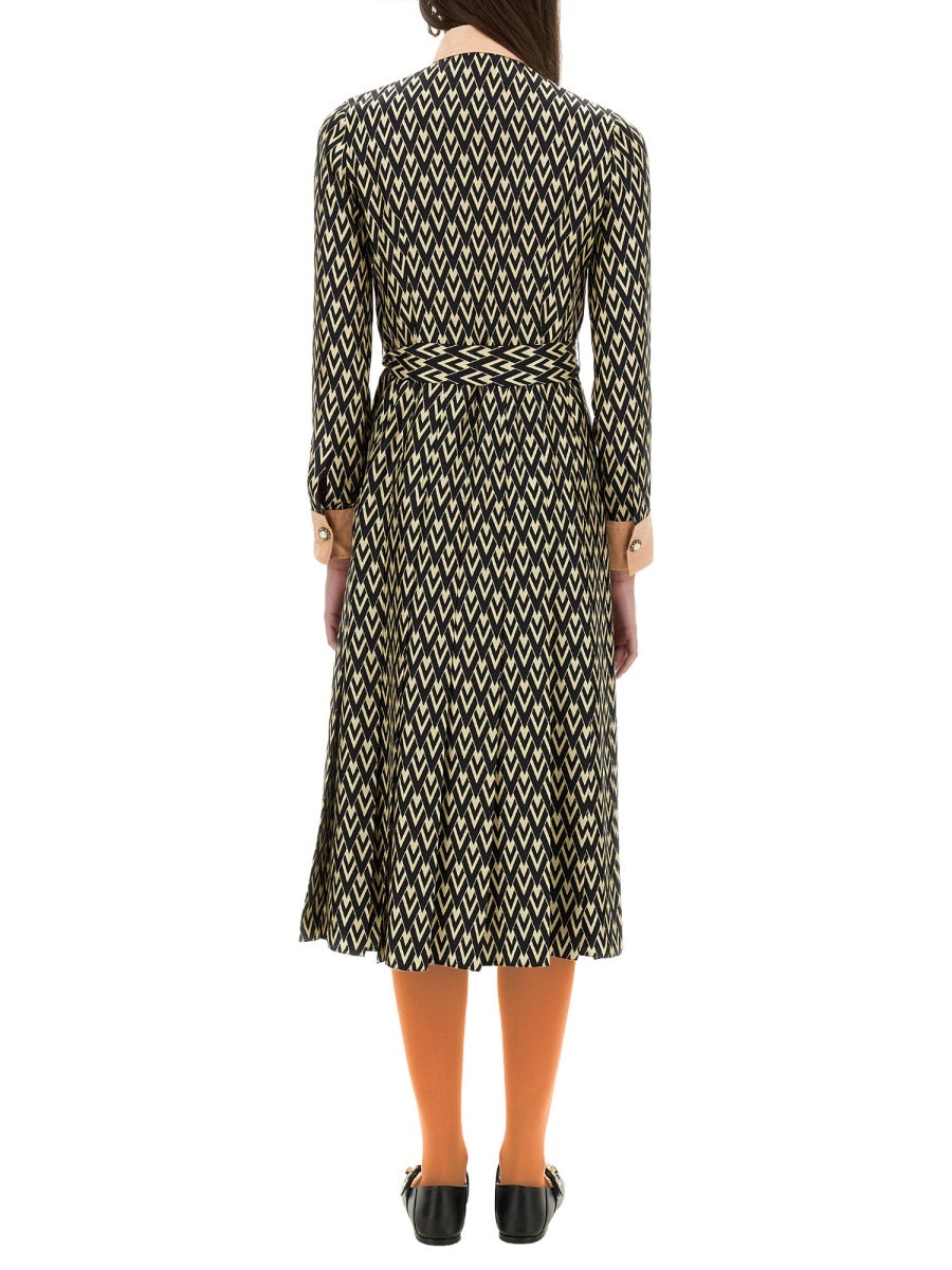 Valentino Women "Toute La V" Twill Midi Dress - 3