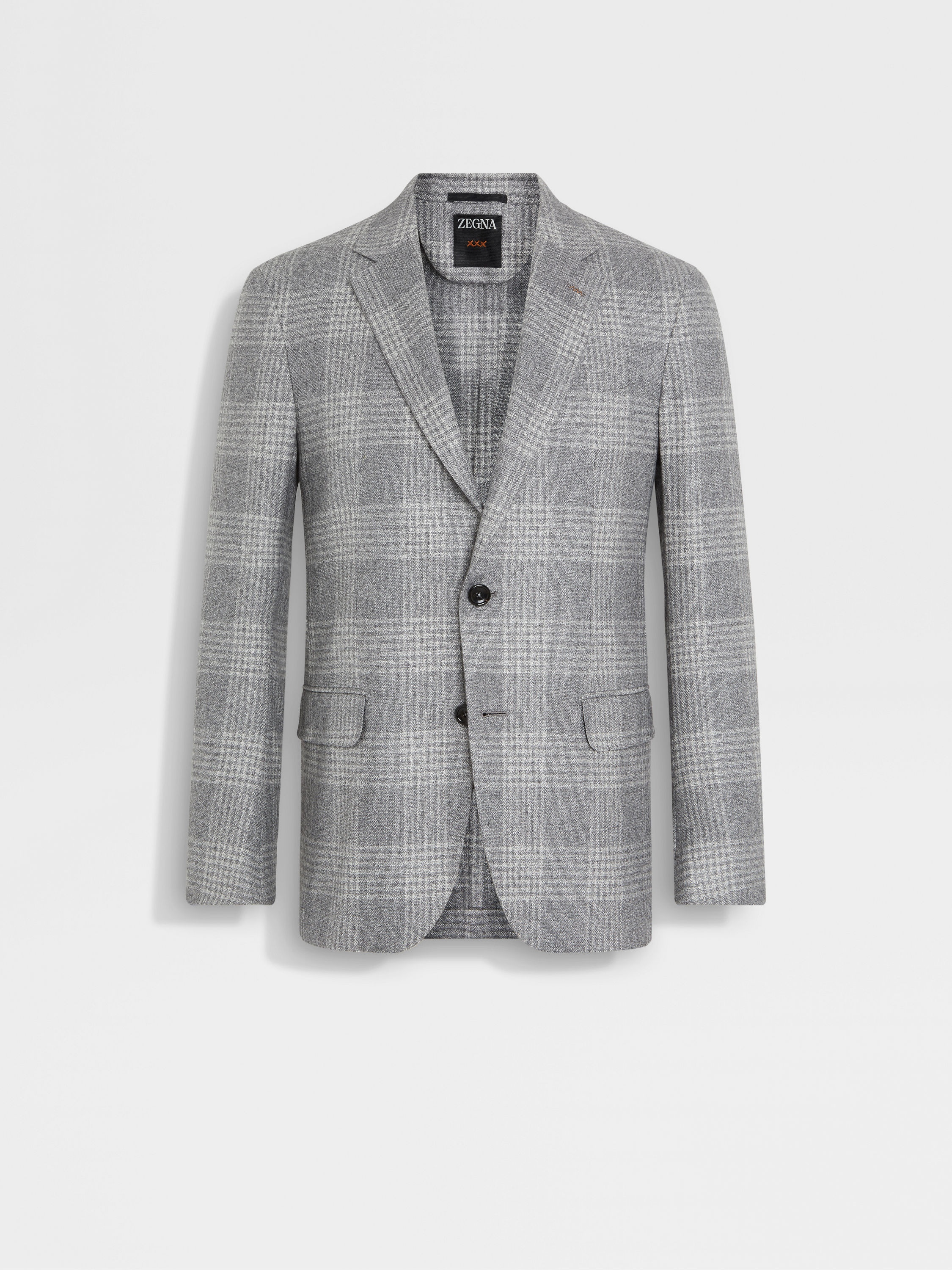 GREY AND WHITE SILK AND CASHMERE JACKET - 2
