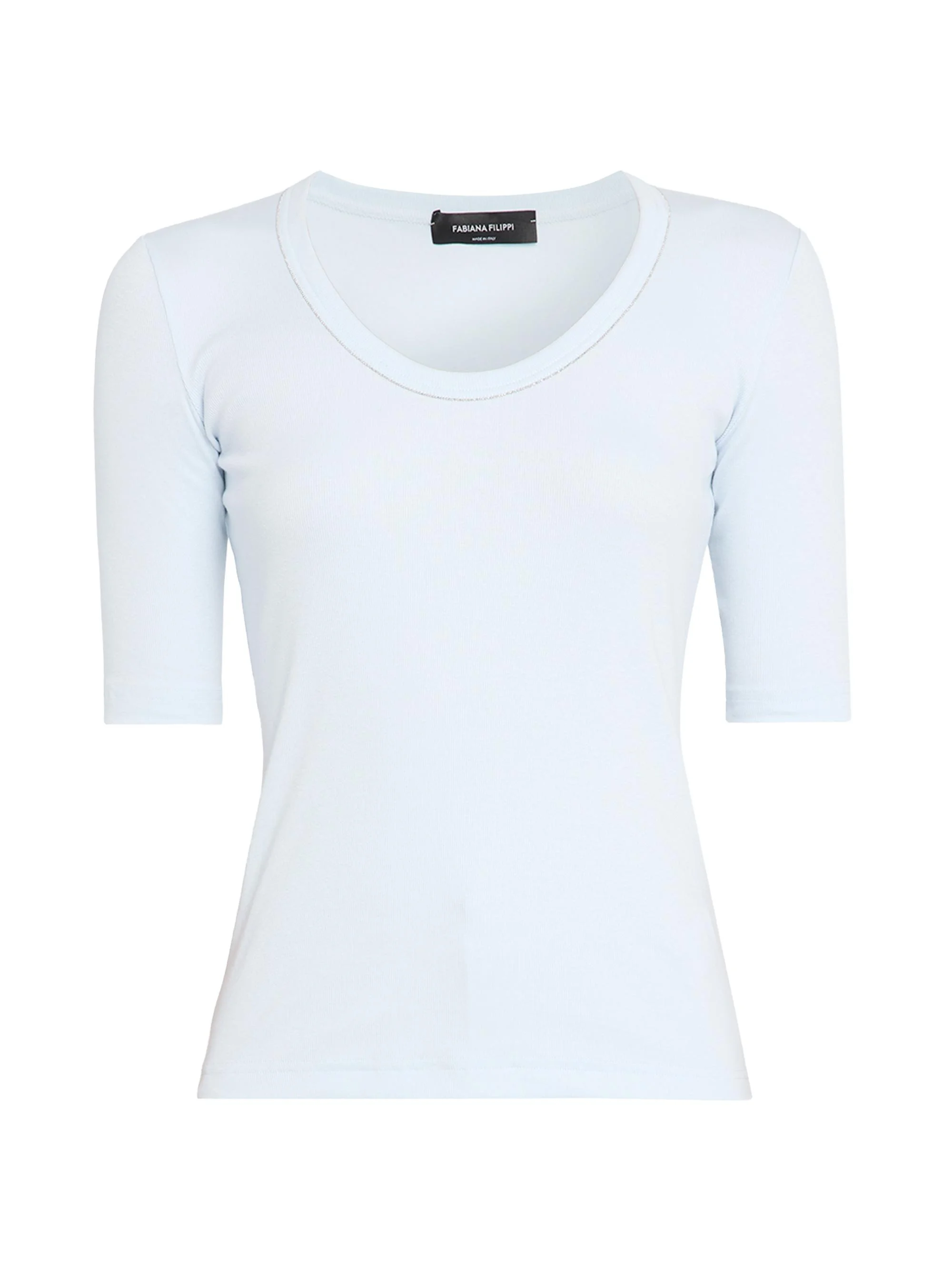 Women's Jersey Cotton U-Neck T-Shirt - Acqua - 1