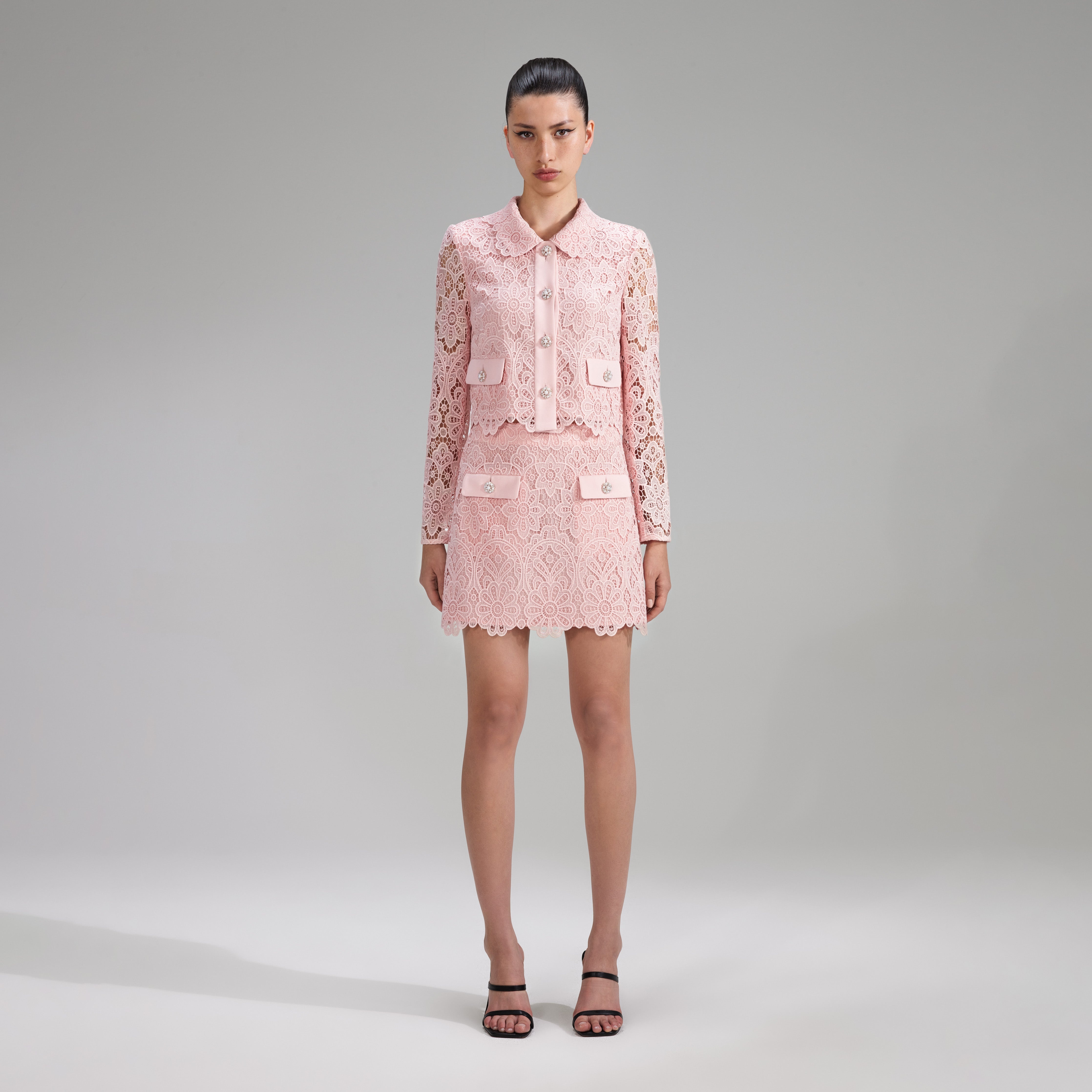 Pink Guipure Lace Jacket - 1