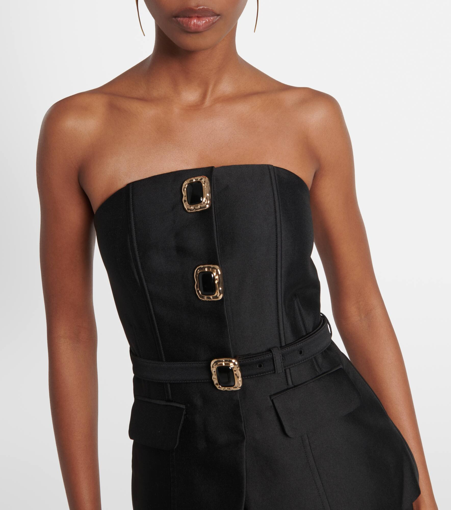 Embellished strapless taffeta jumpsuit - 4