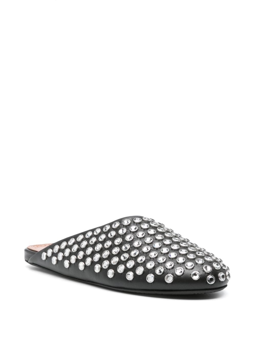 crystal-embellished leather mules - 2