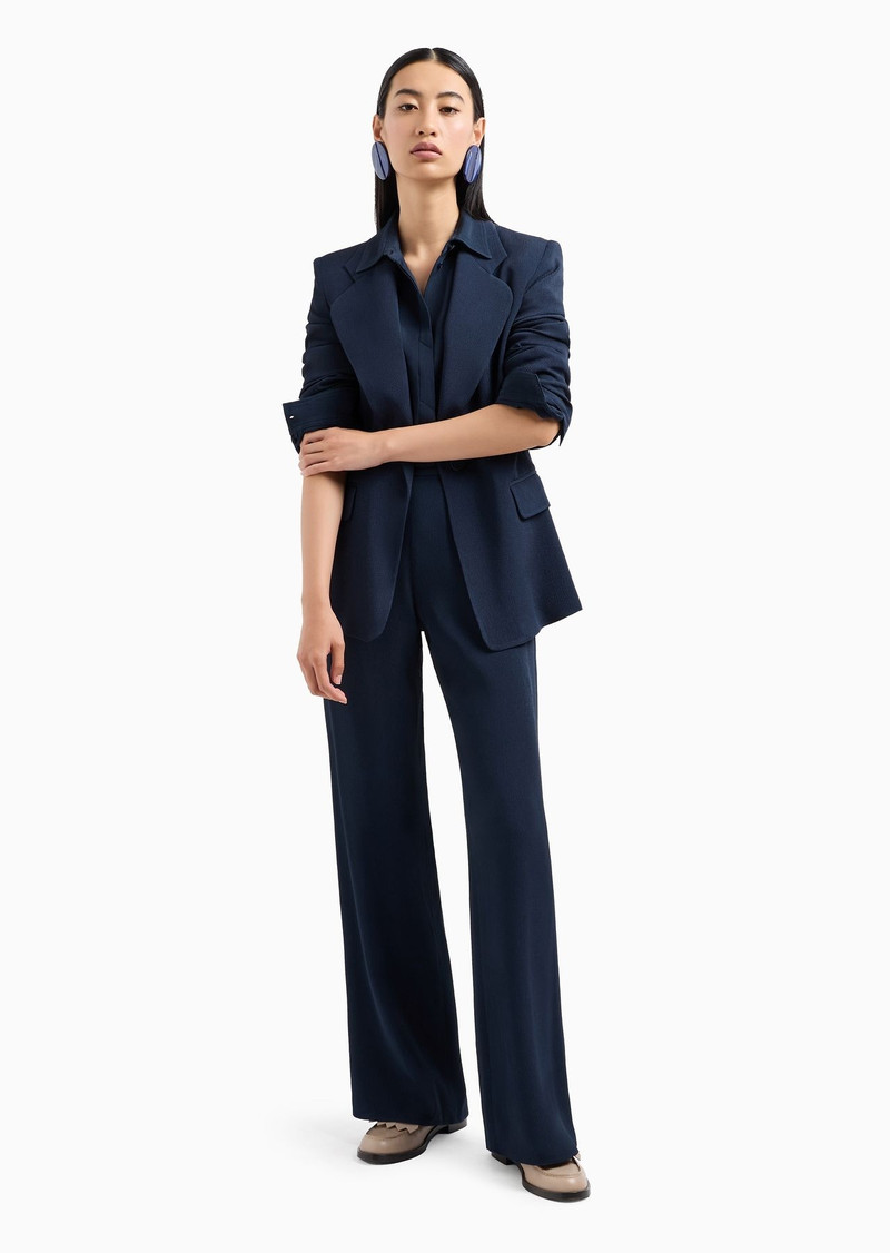EMPORIO ARMANI Icon canneté cady palazzo trousers with small pocket outlook